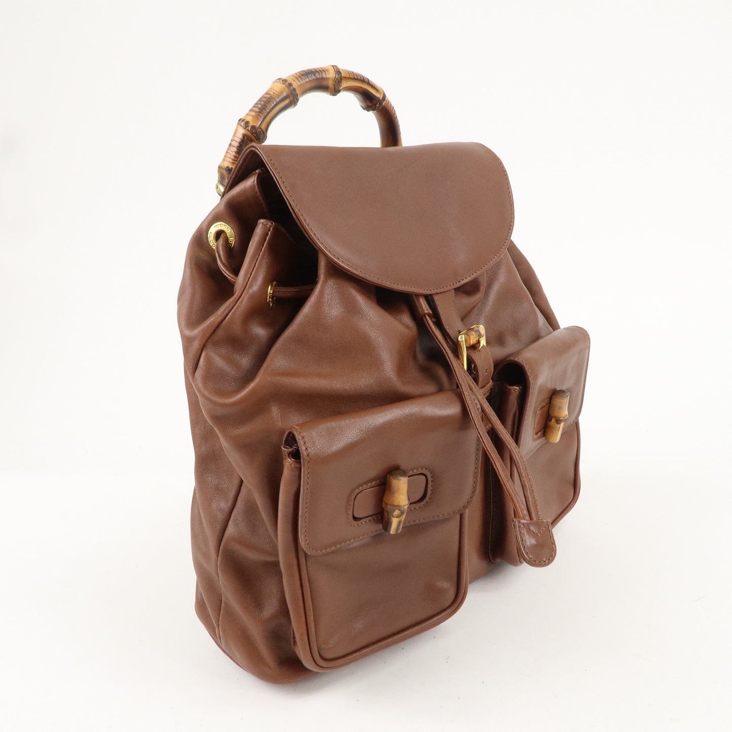 GUCCI Bamboo Leather Back Pack Brown 003.2058.0016