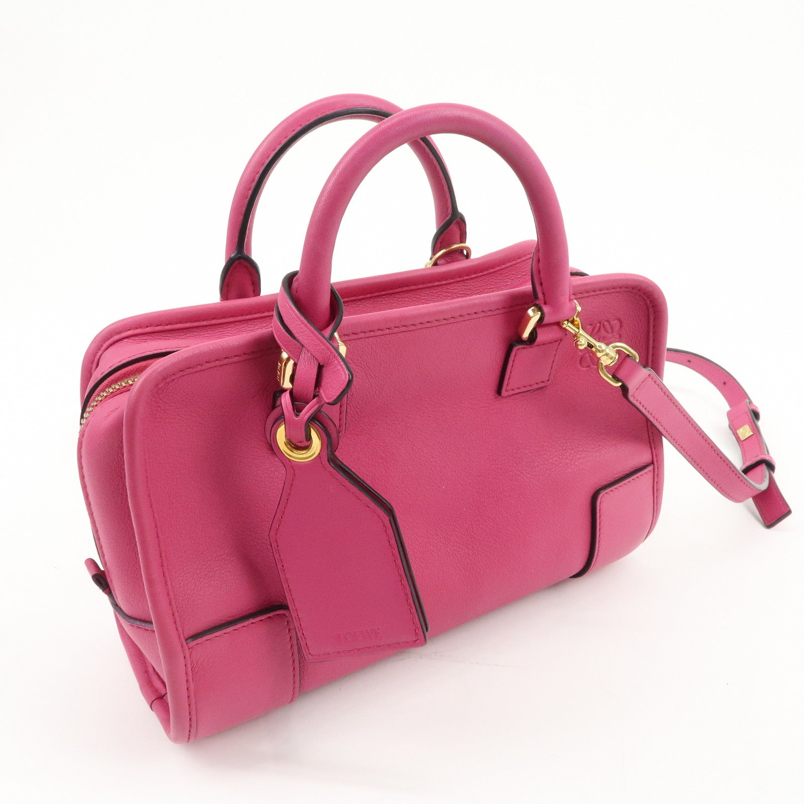 LOEWE Anagram Leather Amazona 23 2Way Shoulder Hand Bag Pink