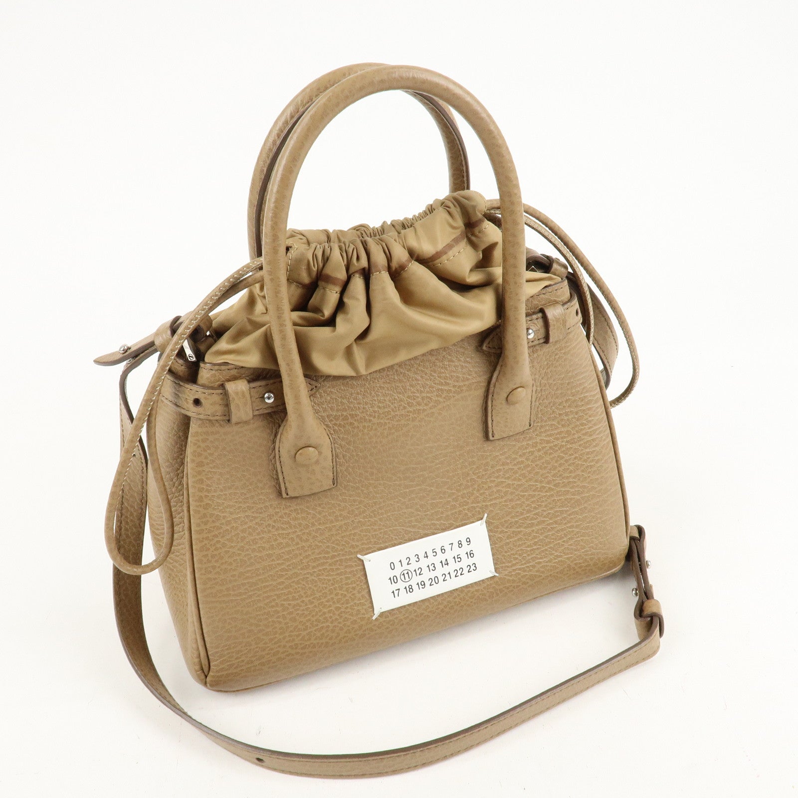 Maison Margiela Leather Drawstring 2Way Bag Hand Bag Beige