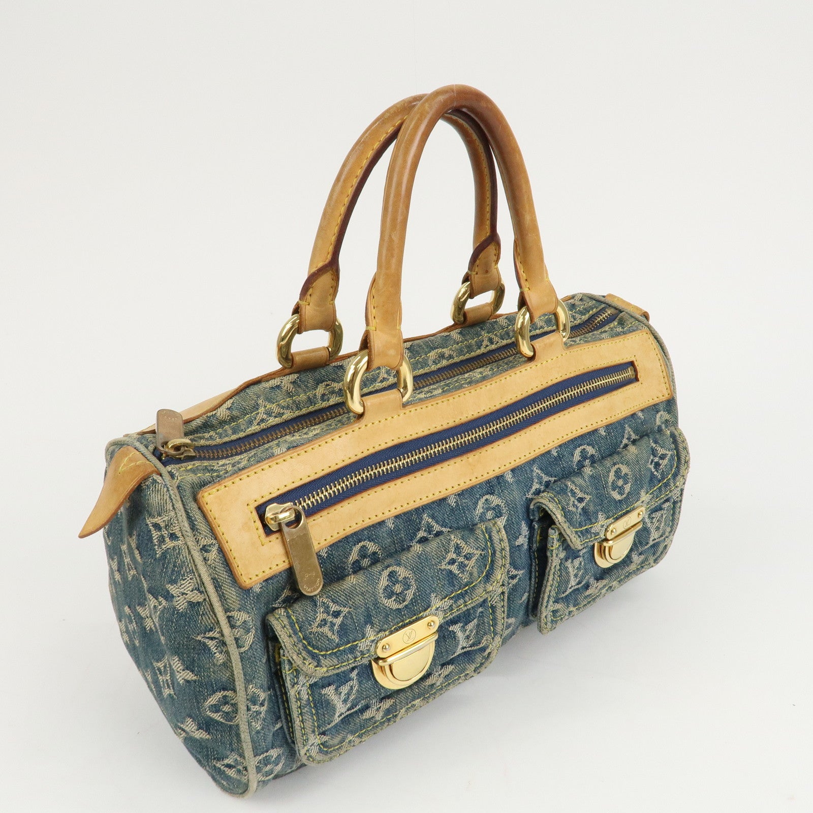 Louis Vuitton Monogram Denim Neo Speedy Boston Bag Blue M95019 Used