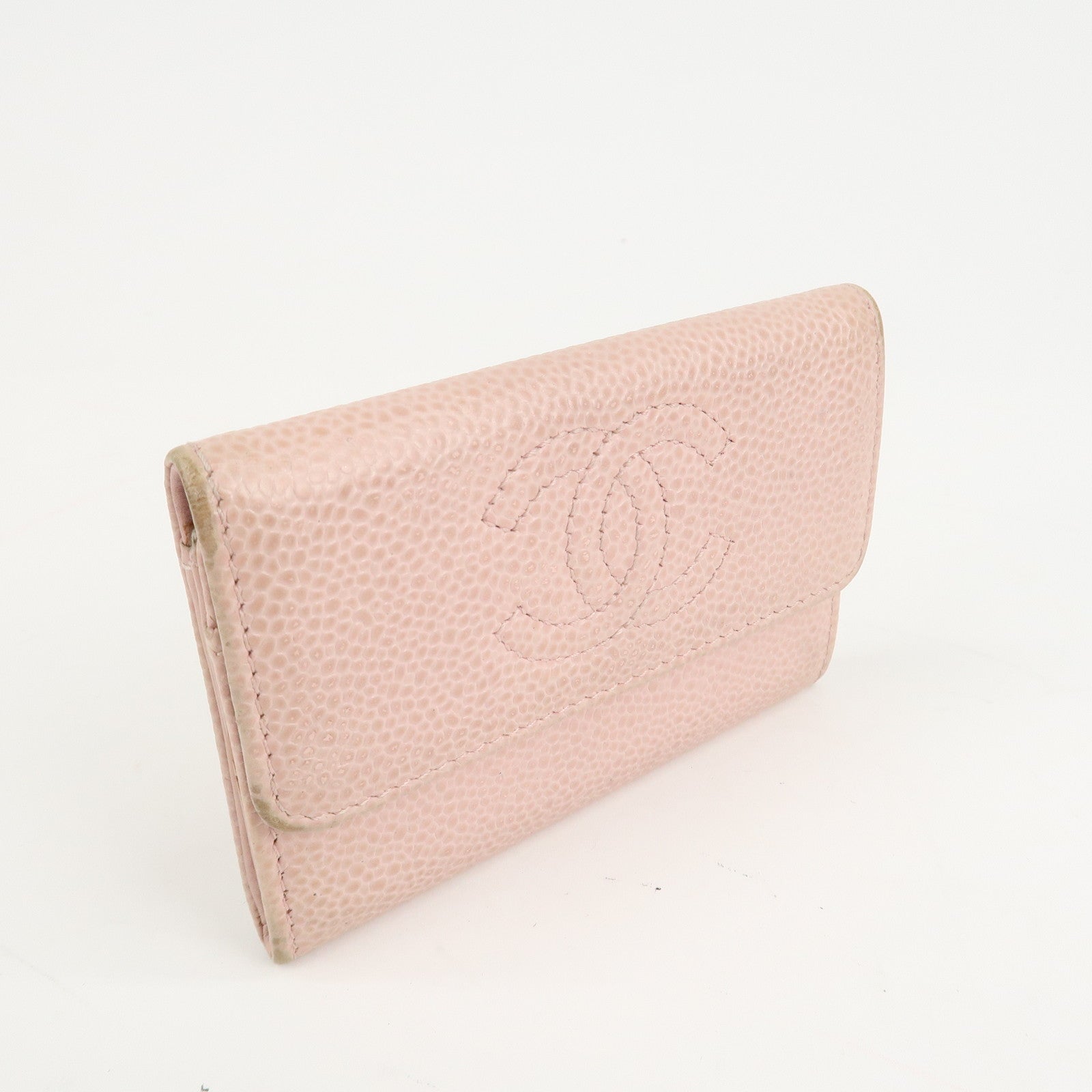 CHANEL COCO Mark Caviar Skin Card Case Card Holder Pink A50074 Used