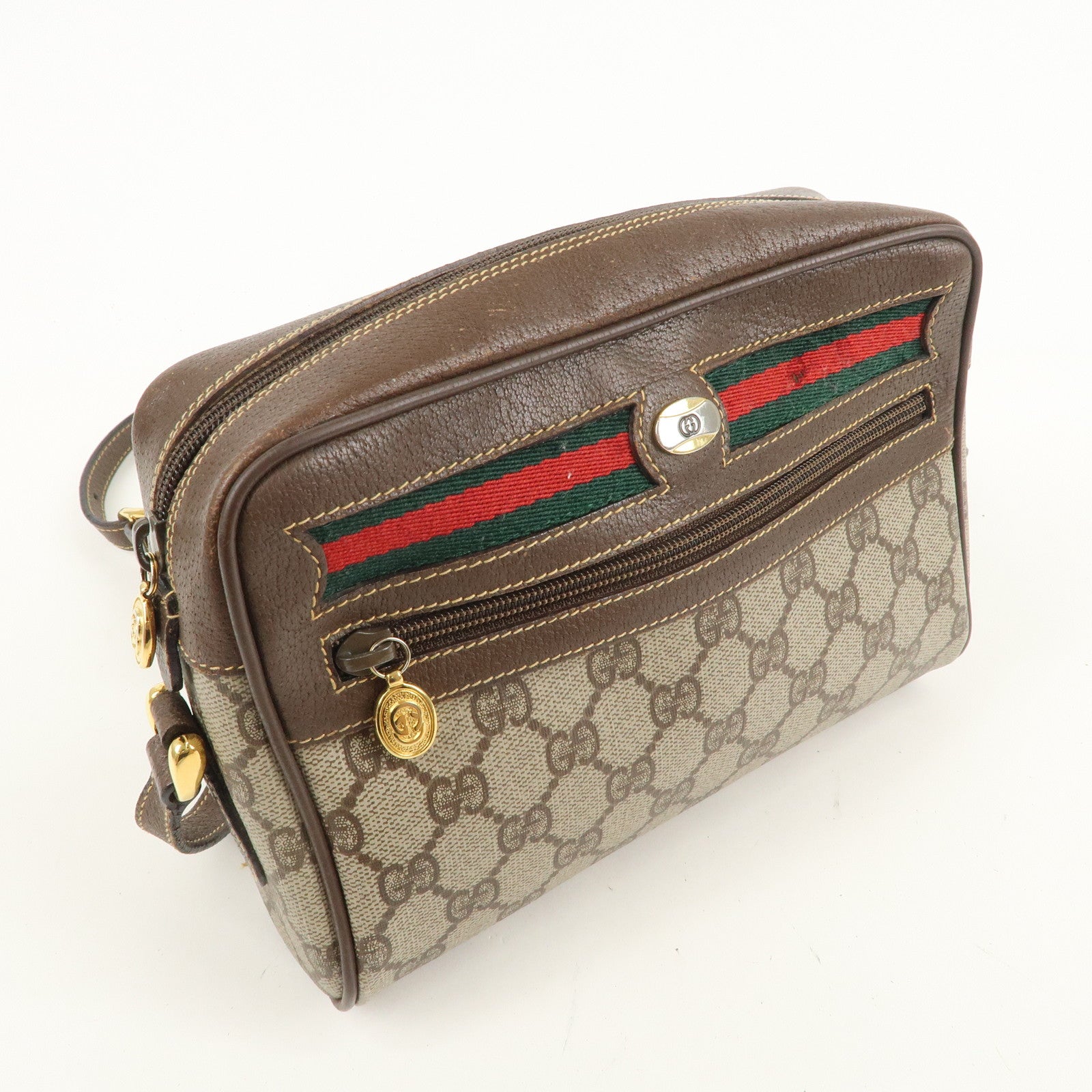 GUCCI Old Gucci Sherry GG Plus Leather Shoulder Bag 001.11516