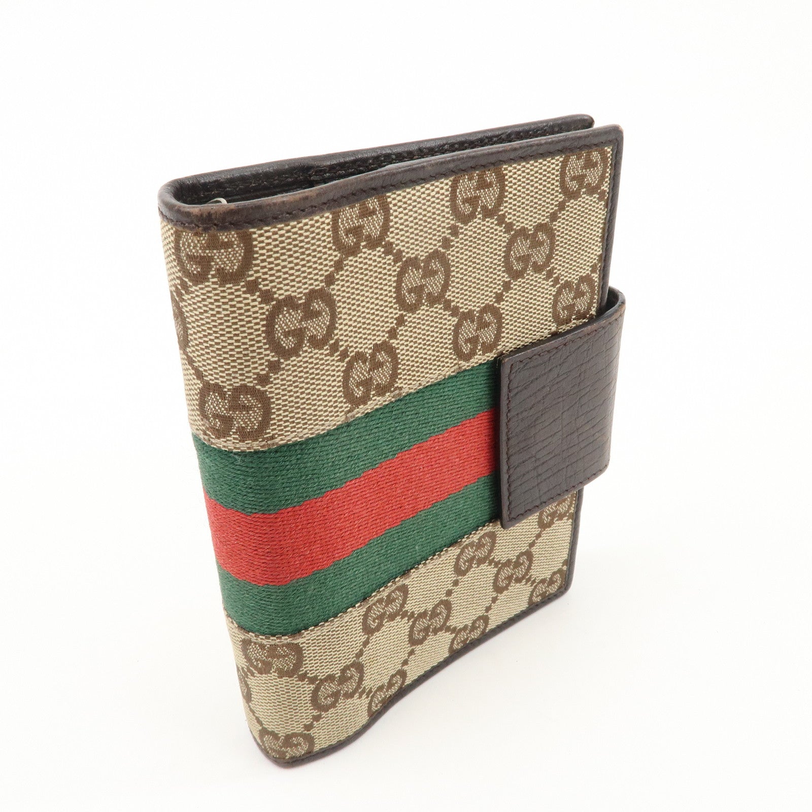 GUCCI Sherry GG Canvas Leather Notebook Cover Planner Cover 115240