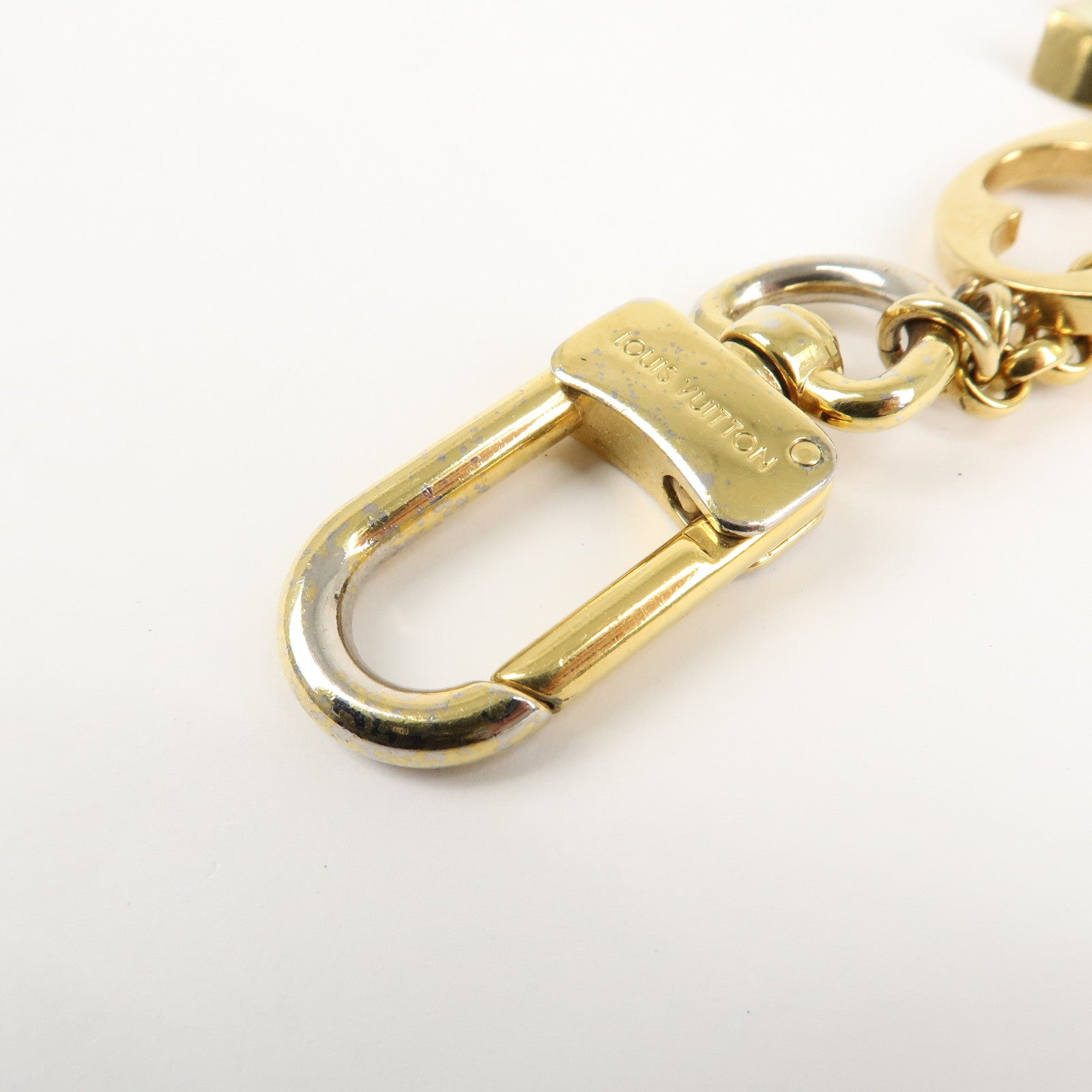 Louis Vuitton Fleur de Monogram Bag Charm Key Chain Gold M65111 Used