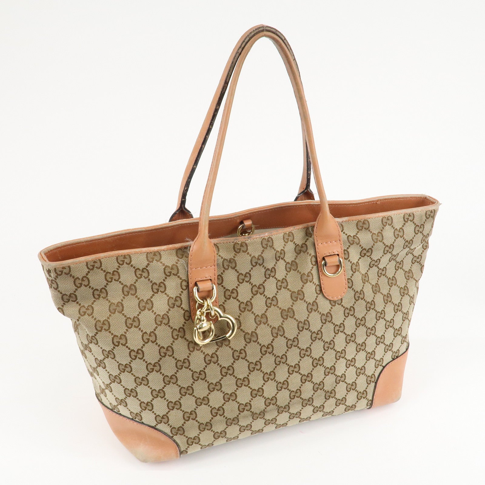 GUCCI Heart Bit GG Canvas Leather Tote Bag Japan Limited 269956