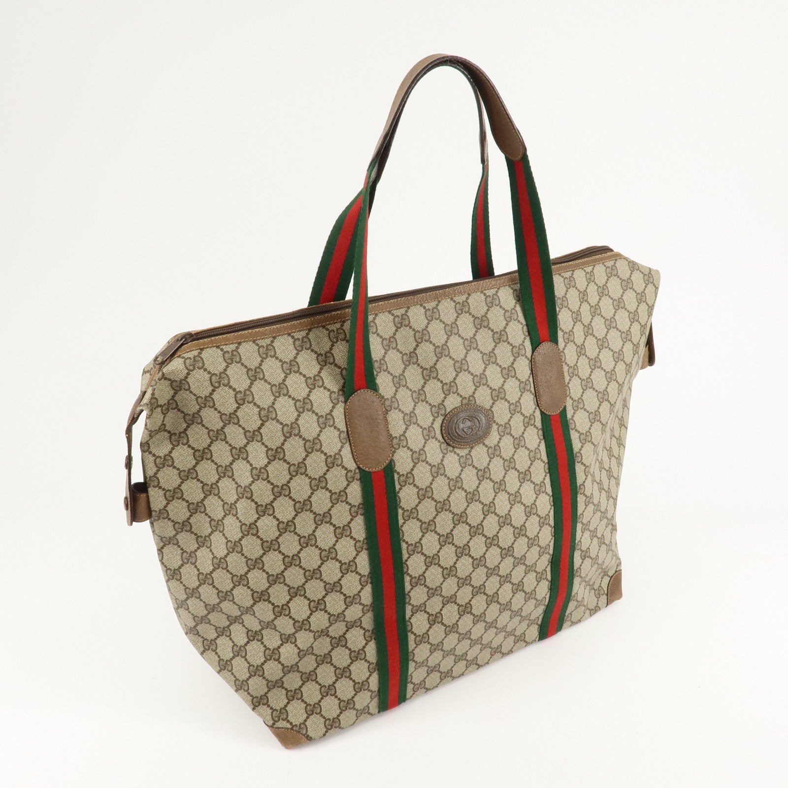 GUCCI Old GUCCI Sherry GG Plus Leather Tote Bag Beige 89.19.012