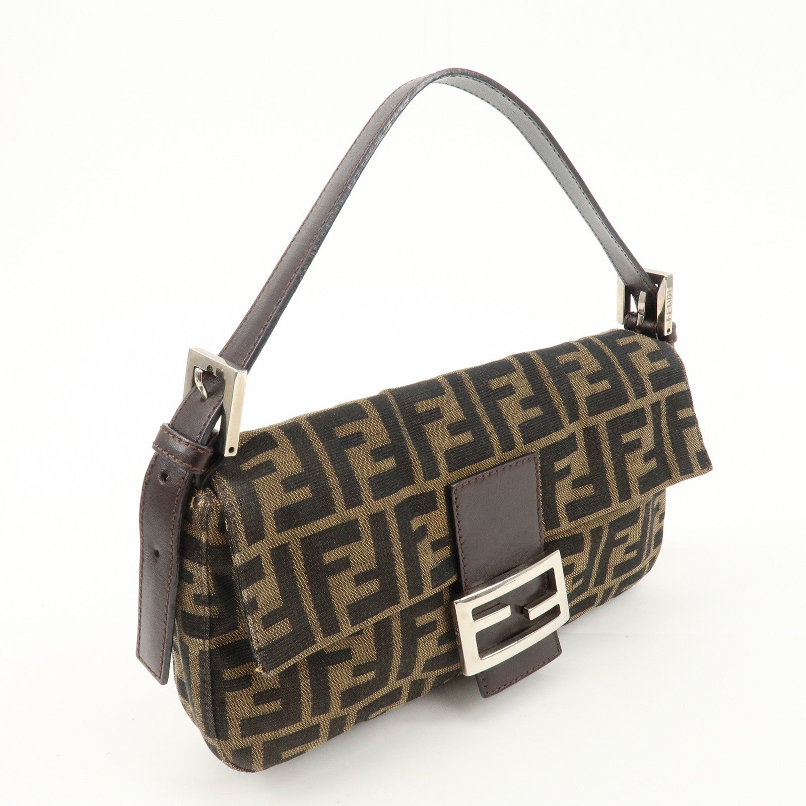 FENDI Mamma Bucket Zucca Canvas Leather Shoulder Bag 26424