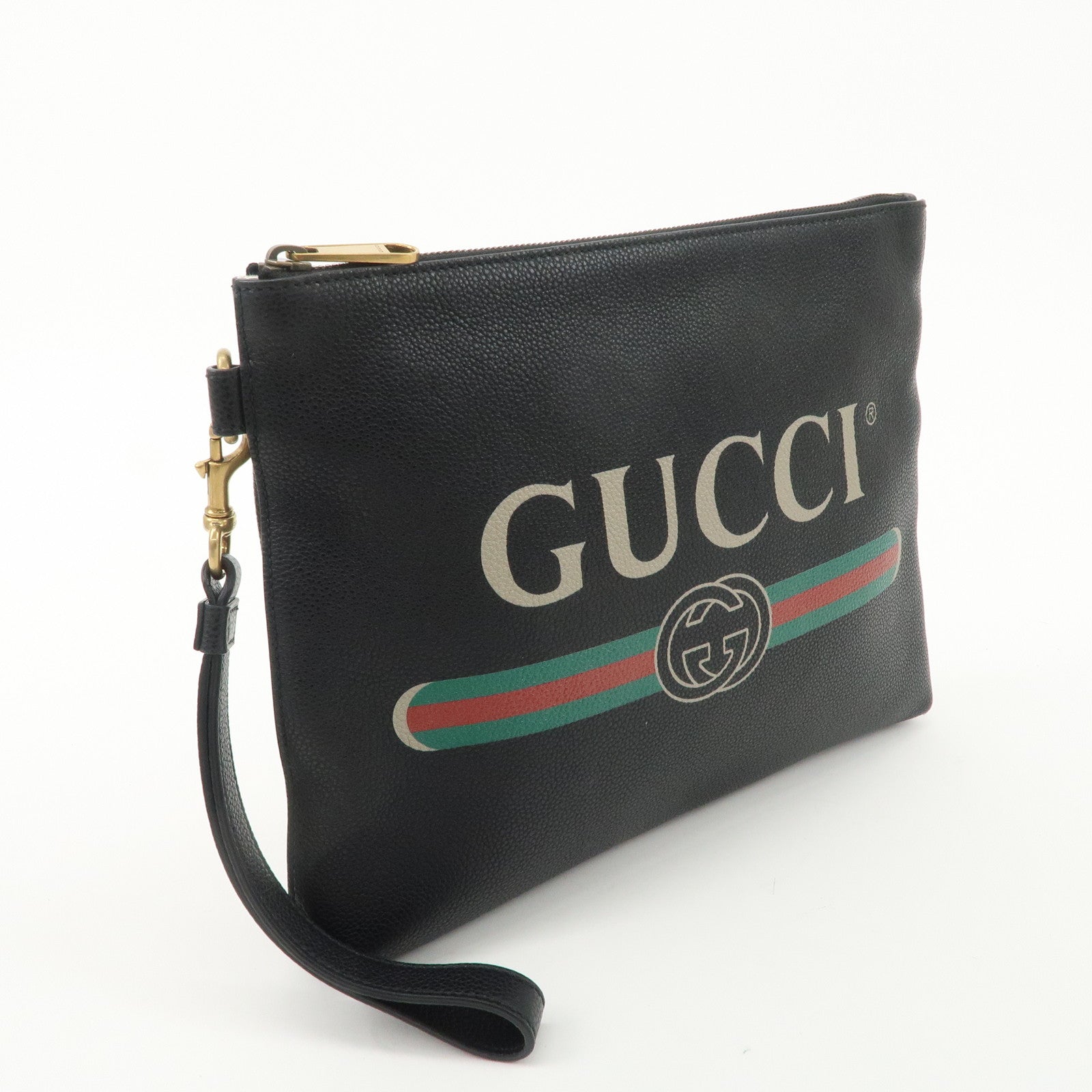 GUCCI Leather Portfolio Medium Clutch Bag Black 572770