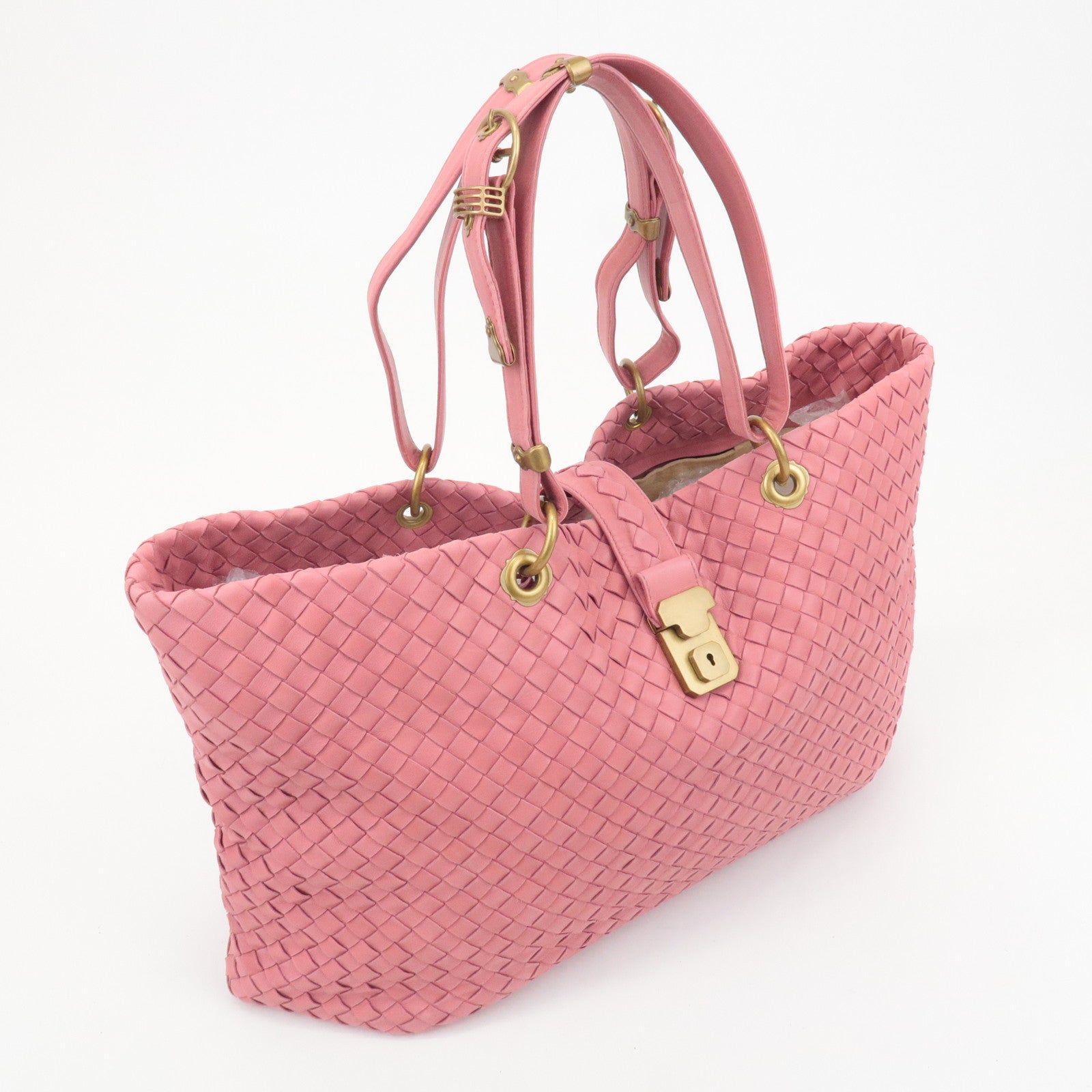 BOTTEGA VENETA Intrecciato Leather Tote Bag Pink 162197