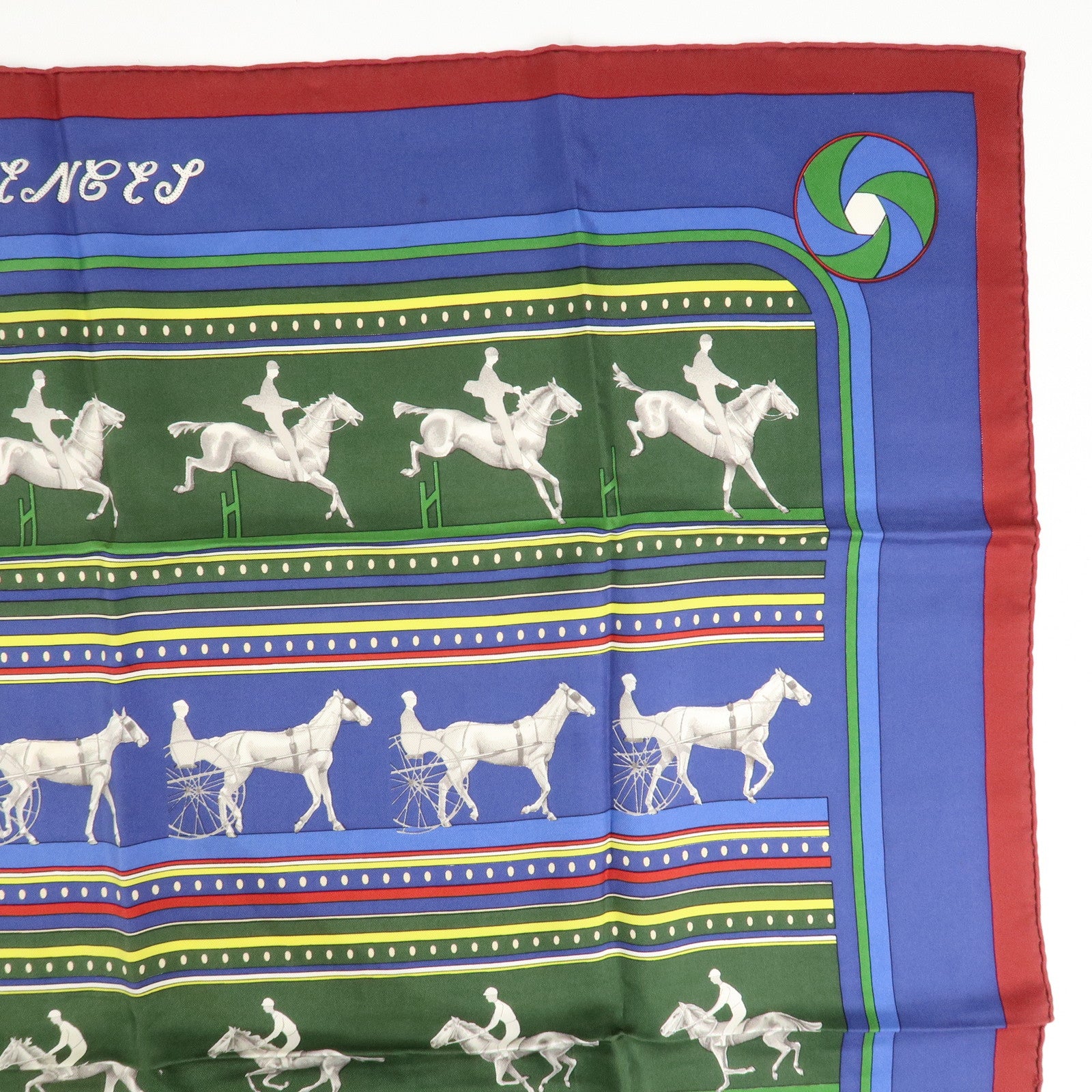 HERMES Carre 90 Silk 100% Scarf SEQUENCES Horse Print Used