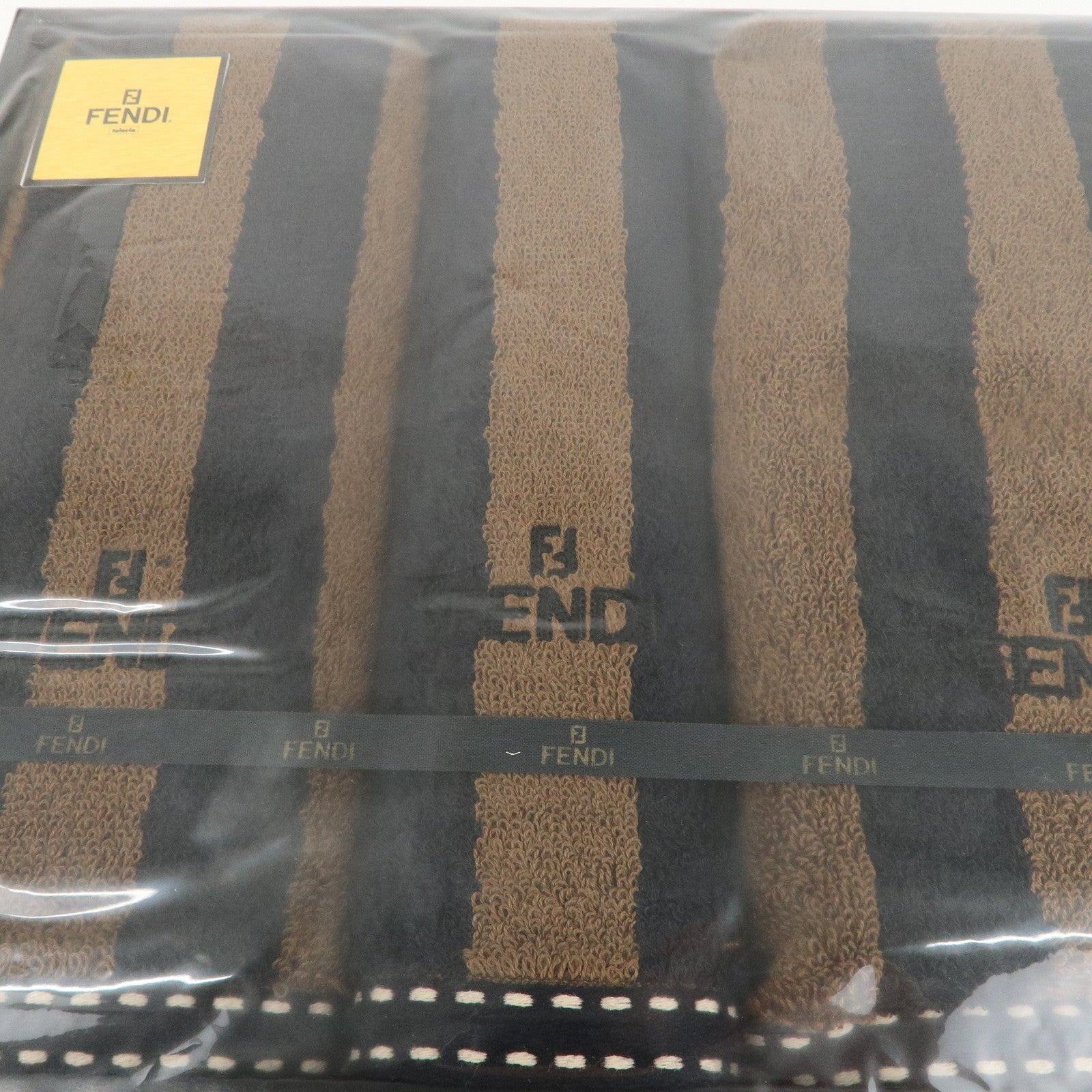 FENDI Pequin Set of 3 100% Cotton Towel Striped Brown Black