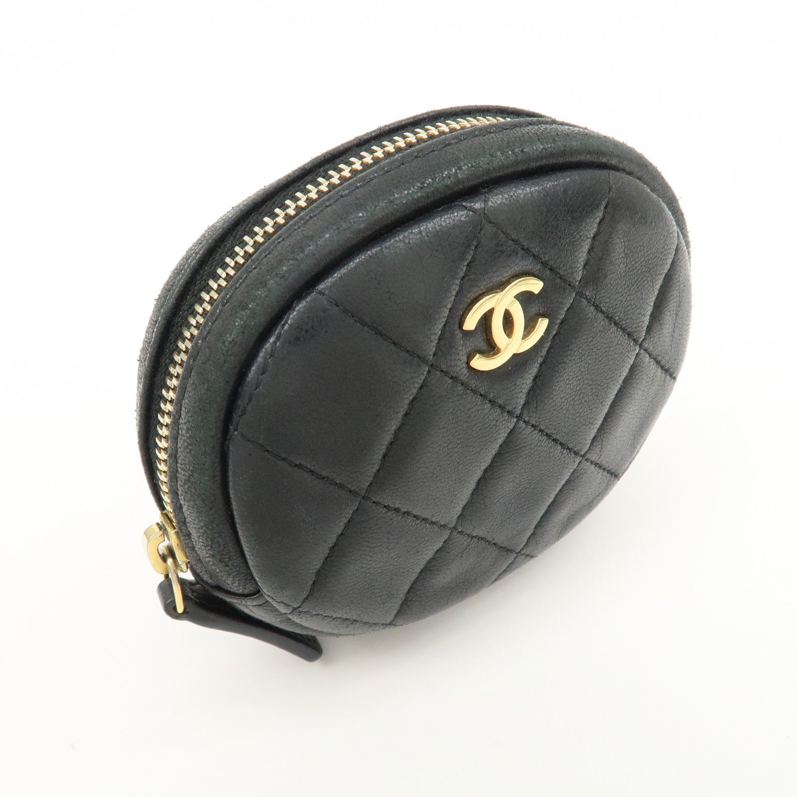 CHANEL Matelasse Lamb Skin COCO Mark Coin Case Black