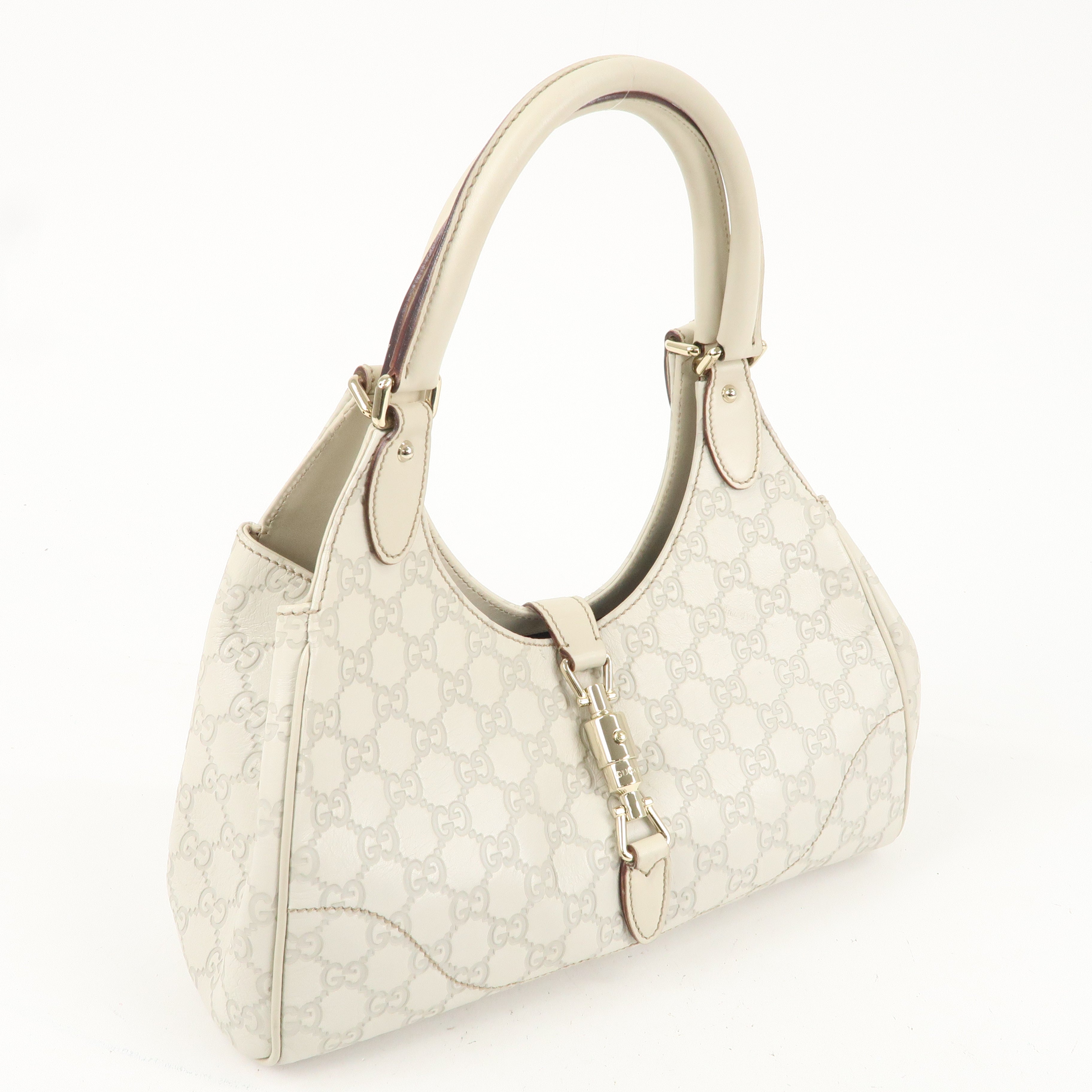 GUCCI New Jackie Guccissima Leather Shoulder Bag Ivory 145819