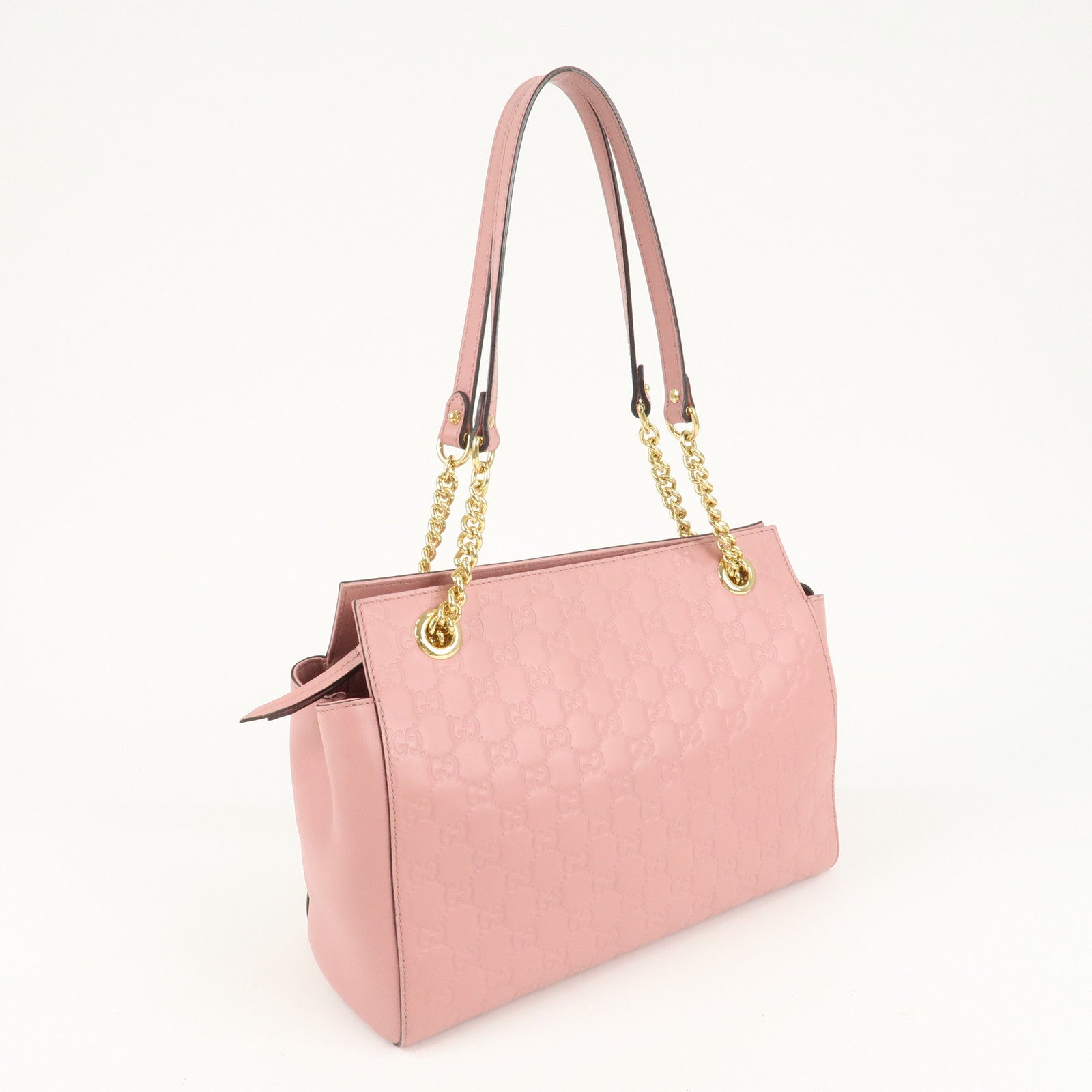 GUCCI Guccissima Leather Chain Tote Bag Shoulder Bag Pink 453773