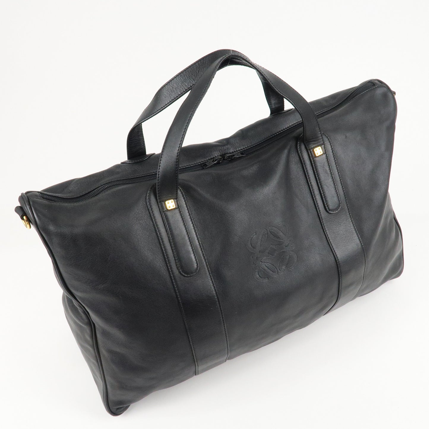 LOEWE Anagram Leather Boston Bag Shoulder Bag Hand Bag Black