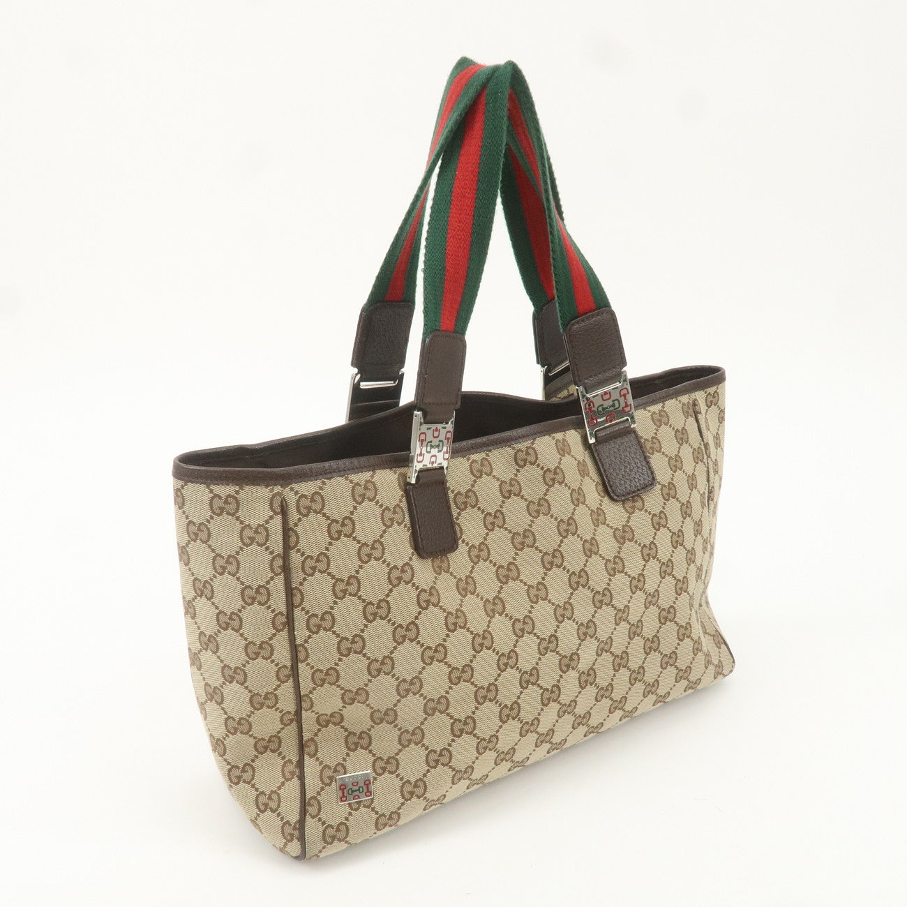 GUCCI Sherry GG Canvas Leather Tote Bag Beige Brown 145758