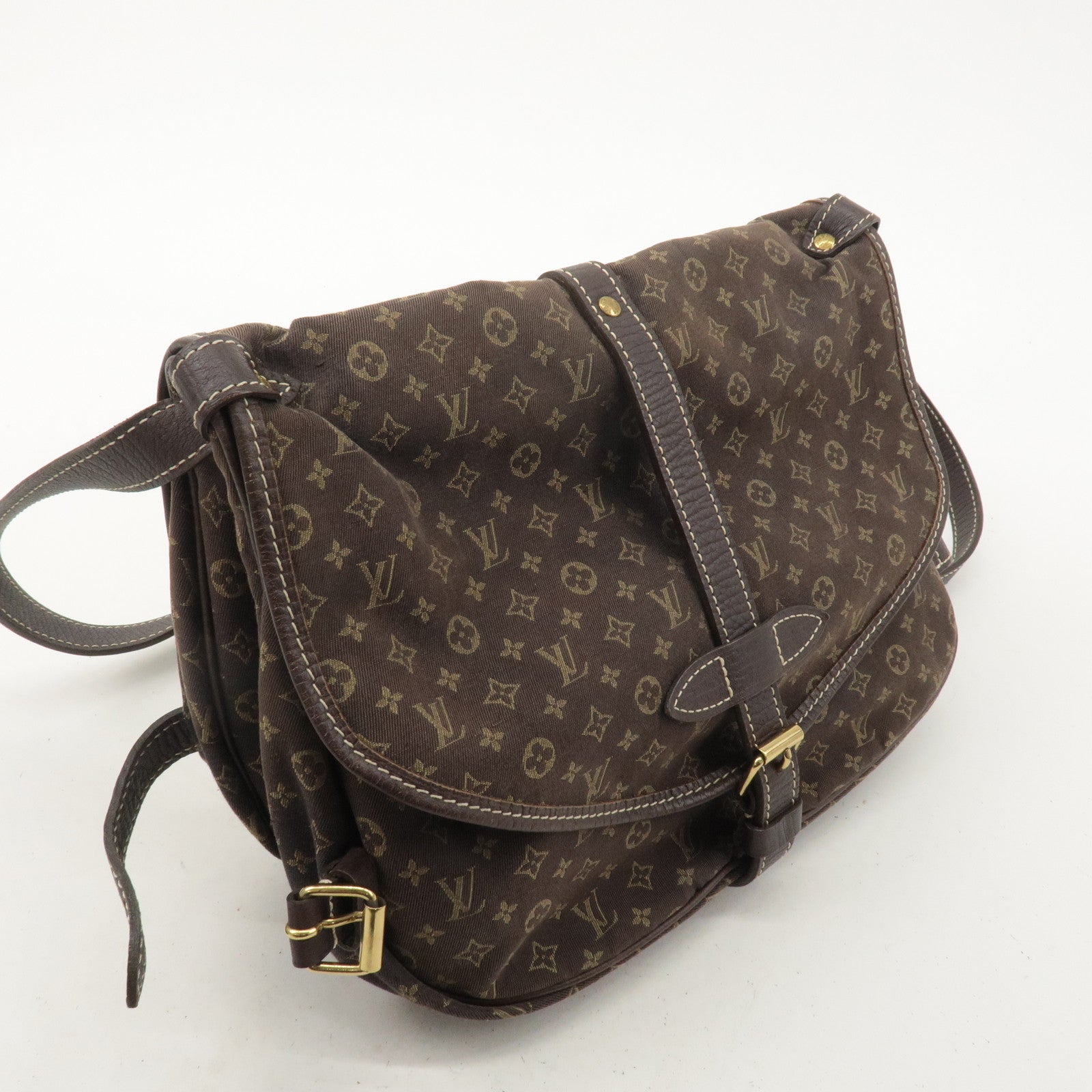 Louis Vuitton Monogram Mini Lin Saumur 30 Ebene Brown M95227