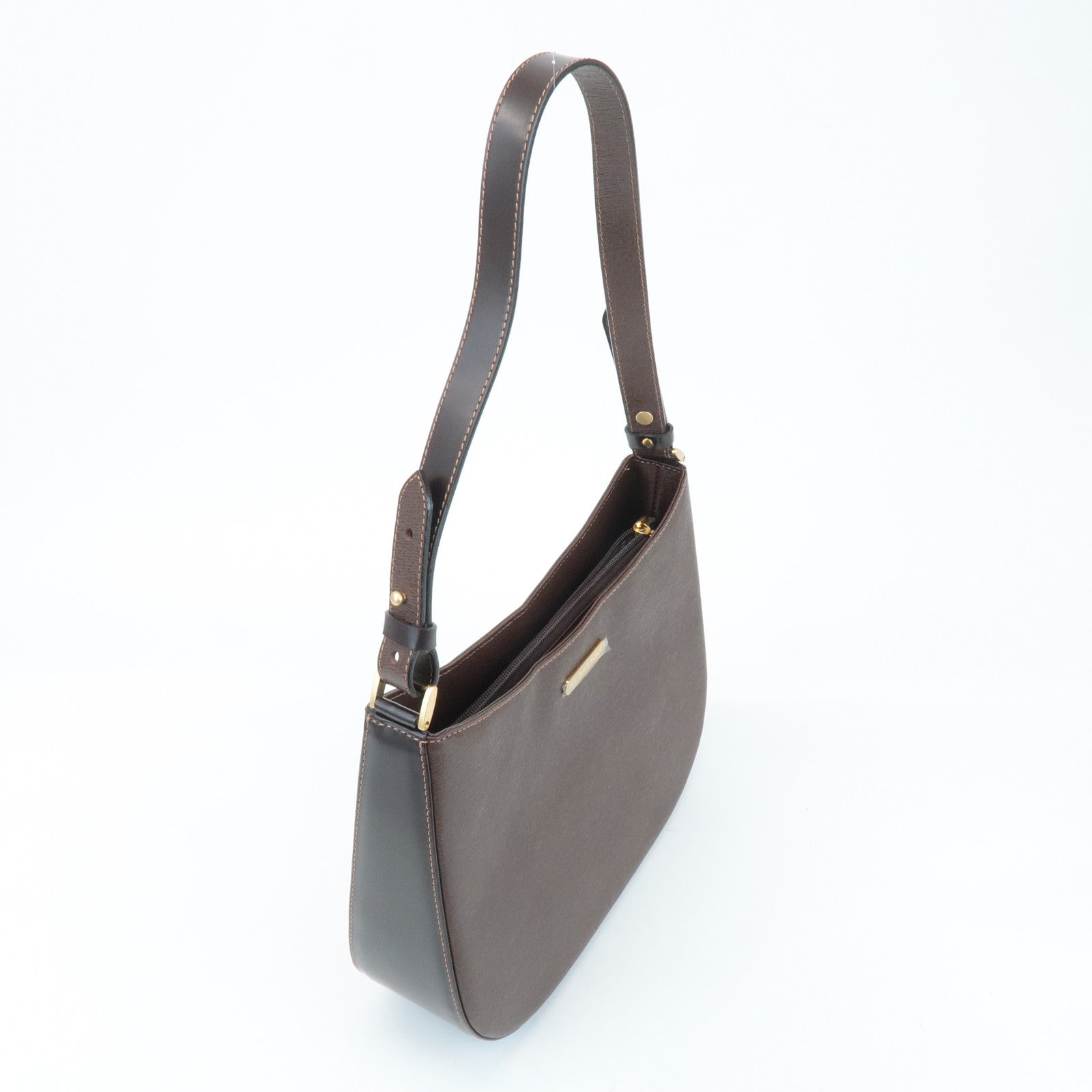 BURBERRY Leather Shoulder Bag Hand Bag Brown