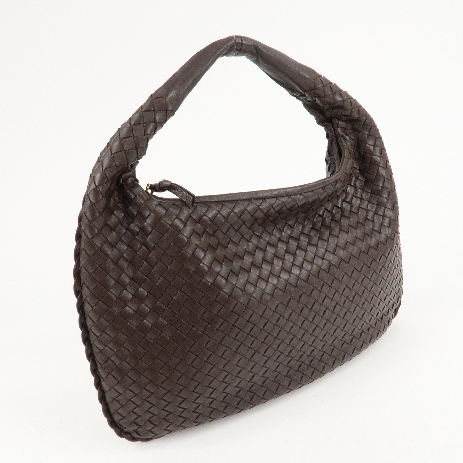 BOTTEGA VENETA Hobo Intrecciato Leather Shoulder Bag Brown 115653