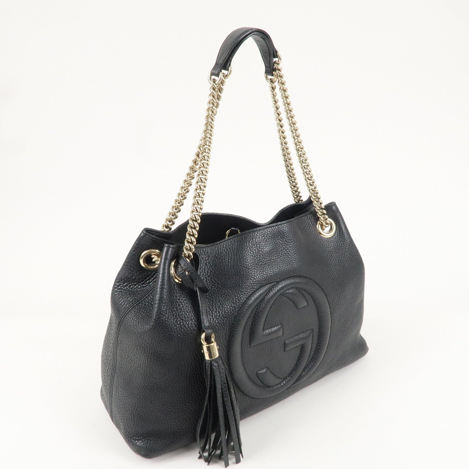 GUCCI Soho Leather Chain Shoulder Bag Black 308982