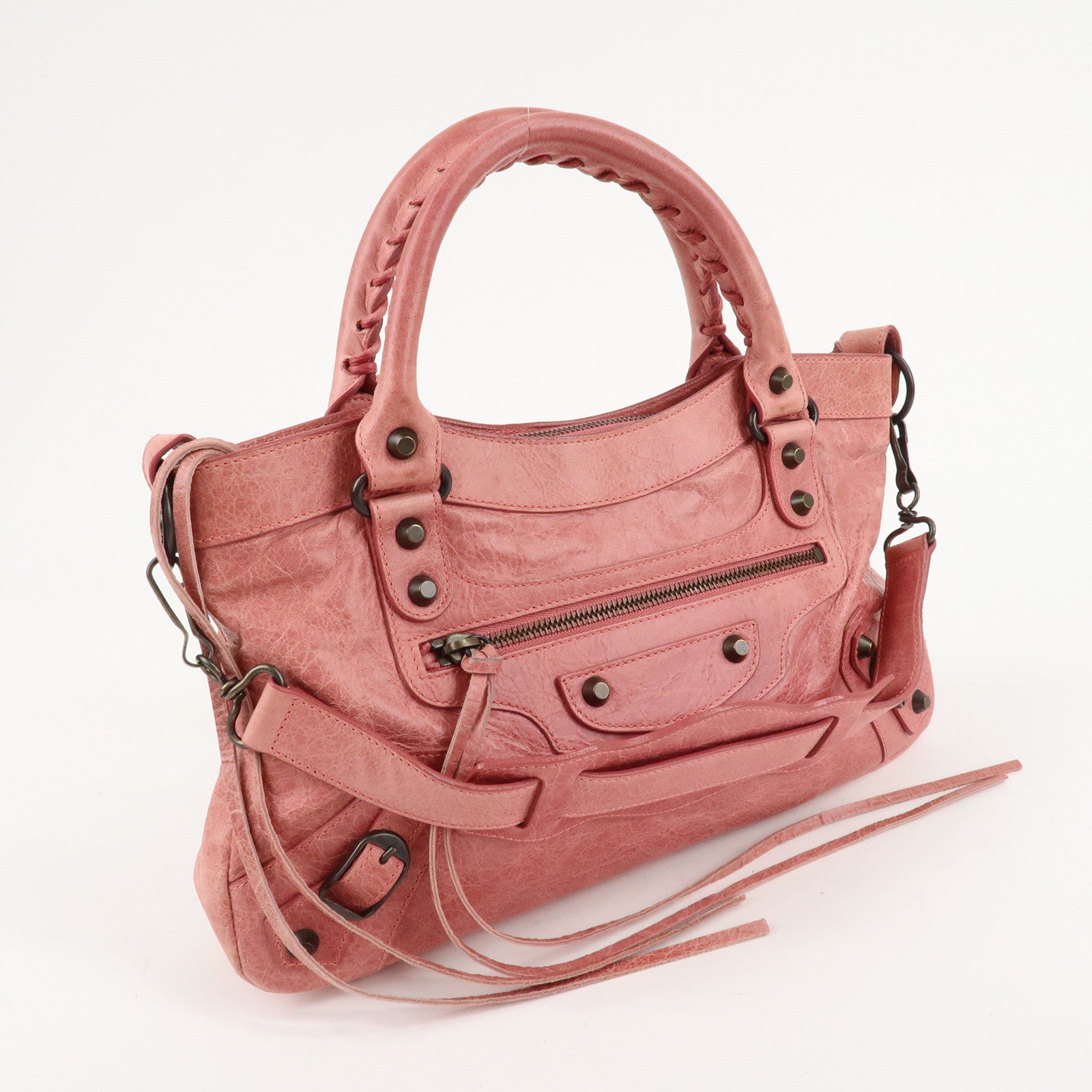 BALENCIAGA The First Leather 2Way Bag Hand Bag Pink 103208