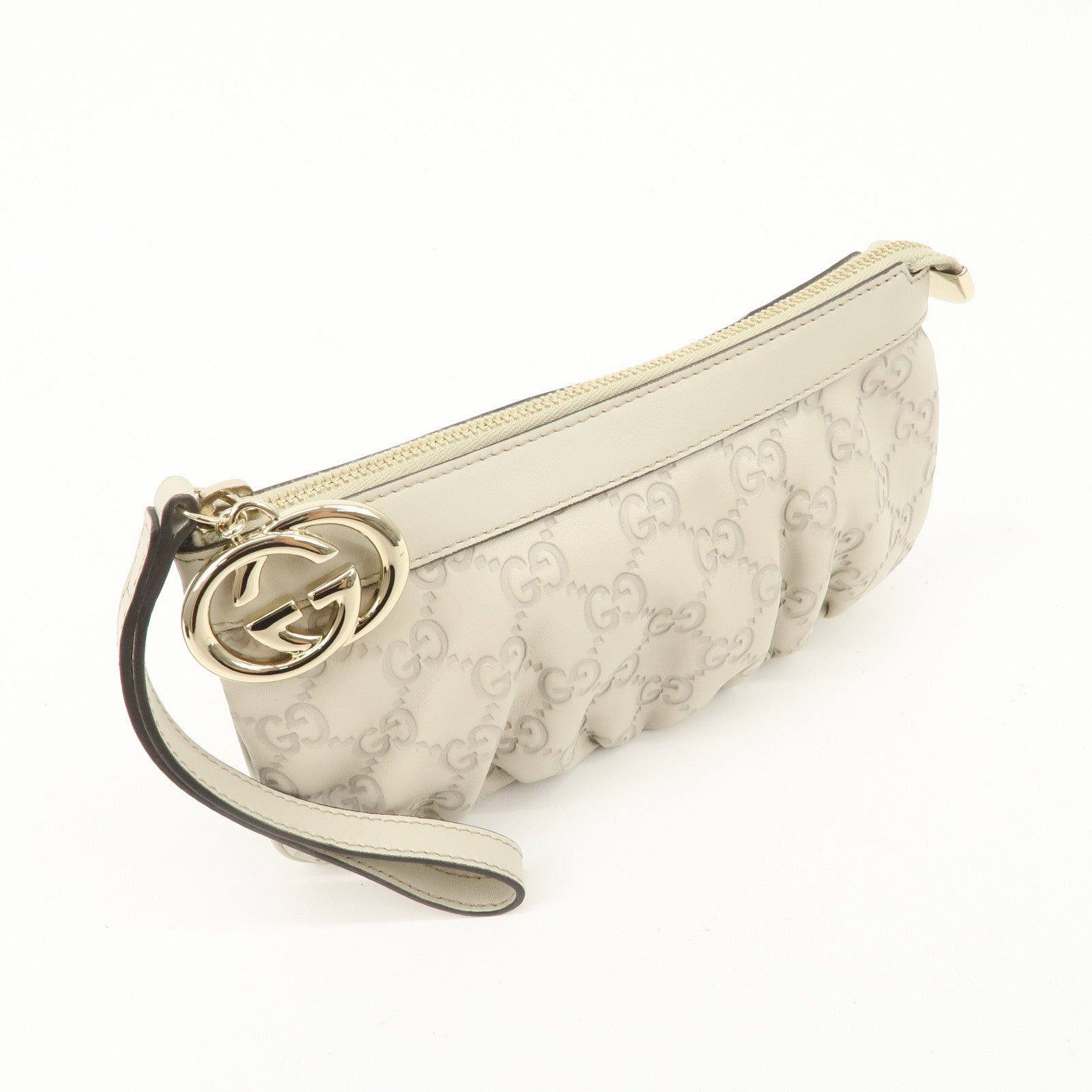 GUCCI Guccissima Guccissima Leather Pouch Ivory 212203