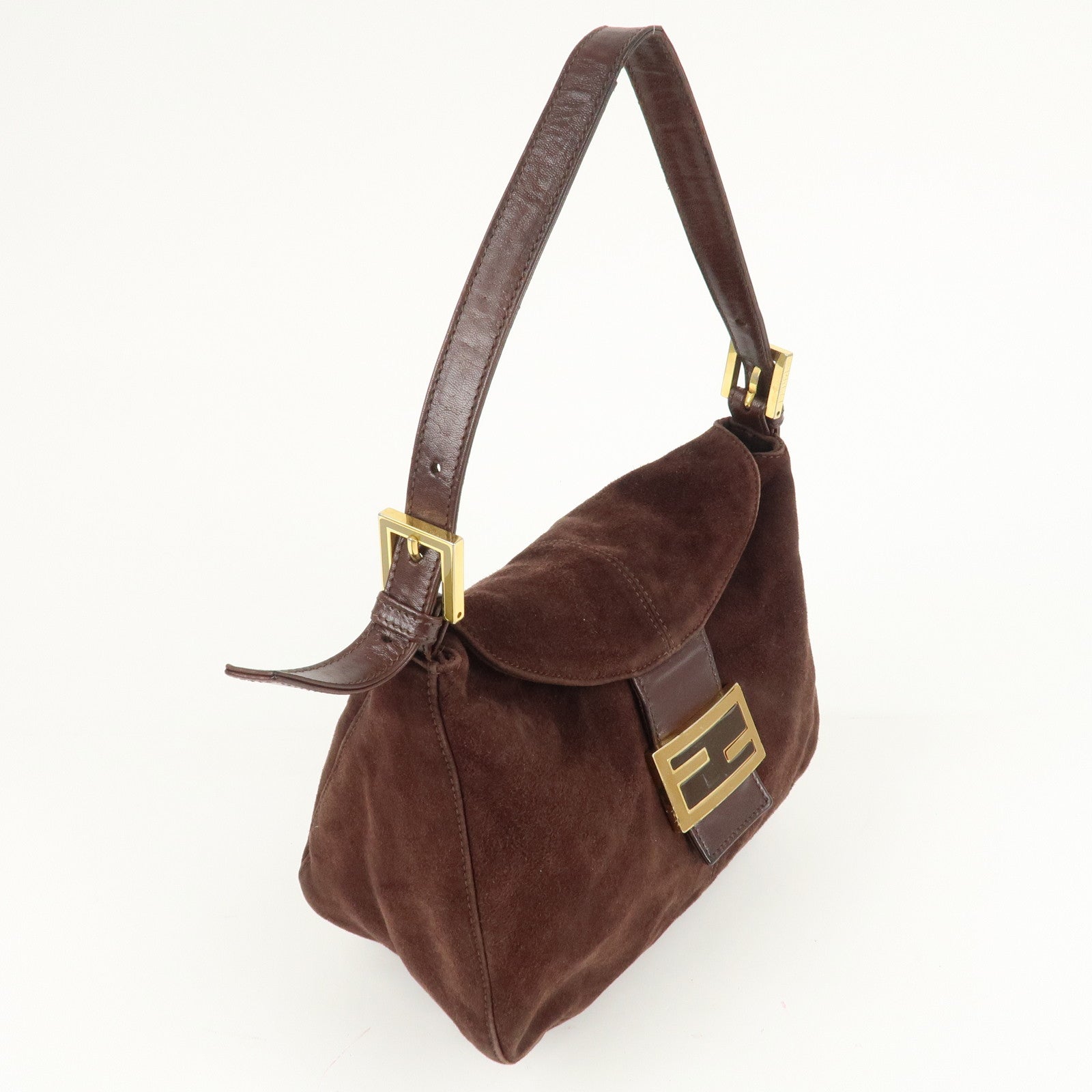 FENDI Suede Leather Shoulder Bag Hand Bag Brown 26426