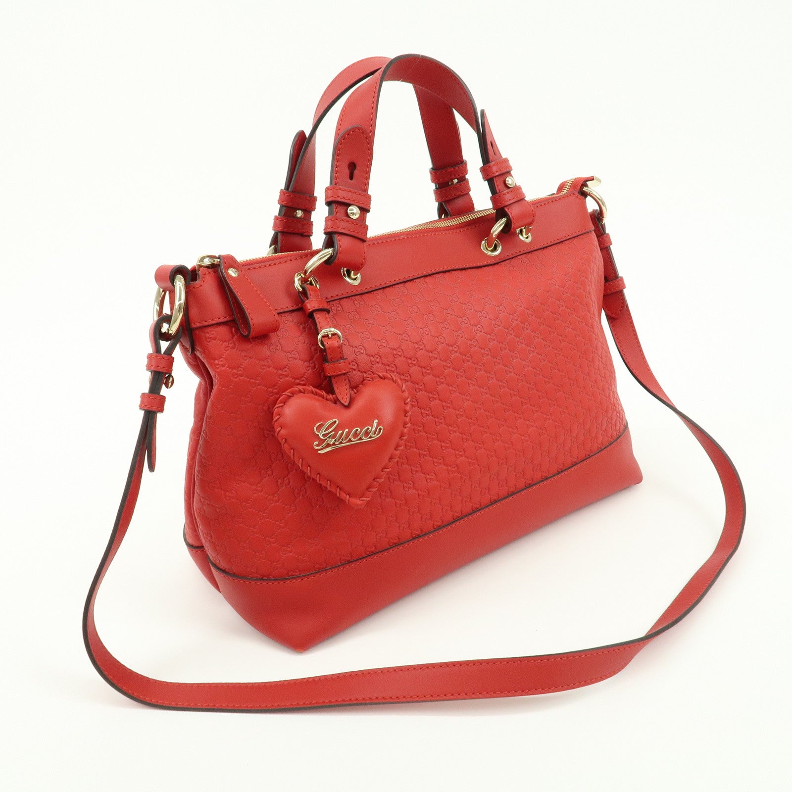 GUCCI Micro Guccissima Leather 2WAY Tote Shoulder Bag Valentine Red