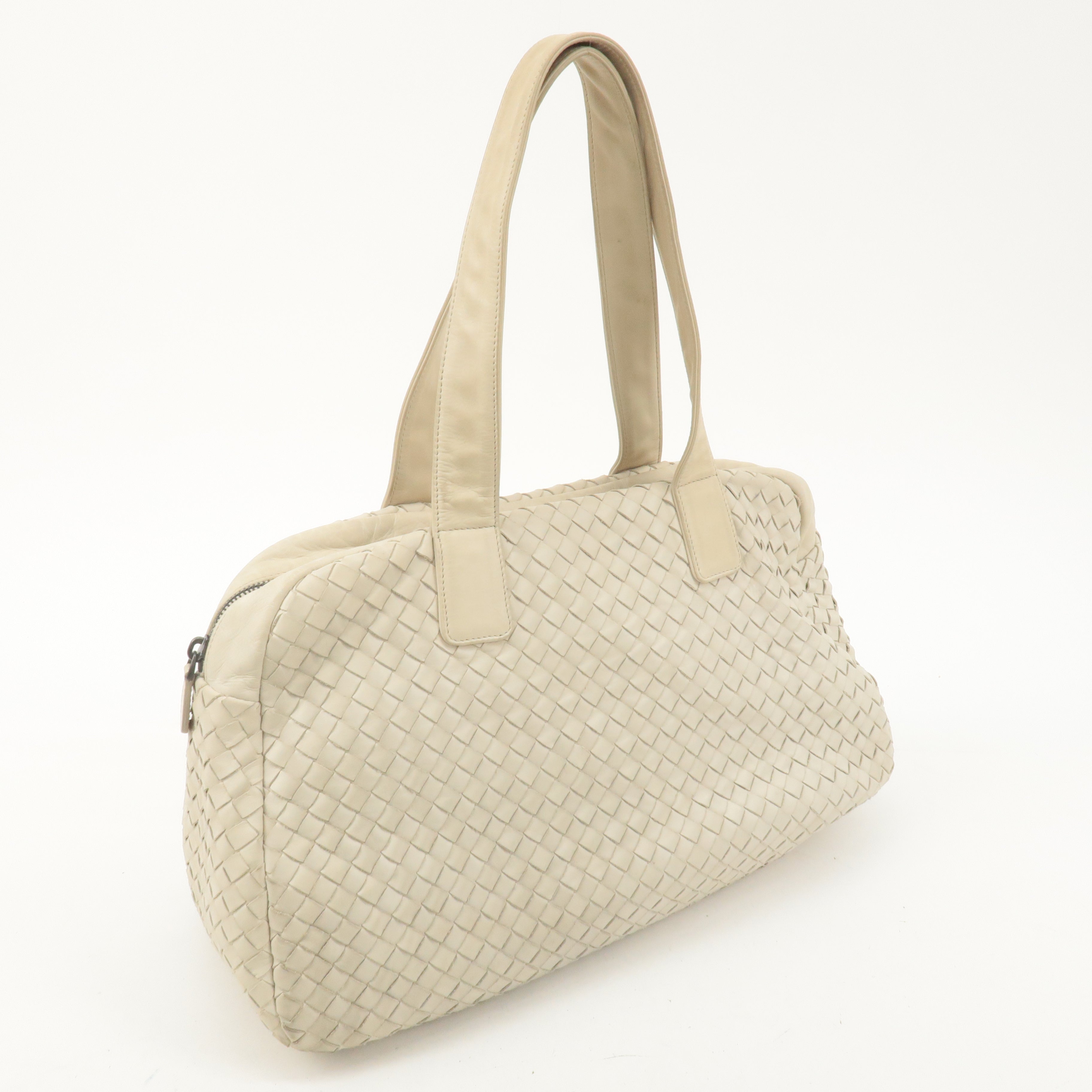 BOTTEGA VENETA Intrecciato Leather Shoulder Bag Ivory