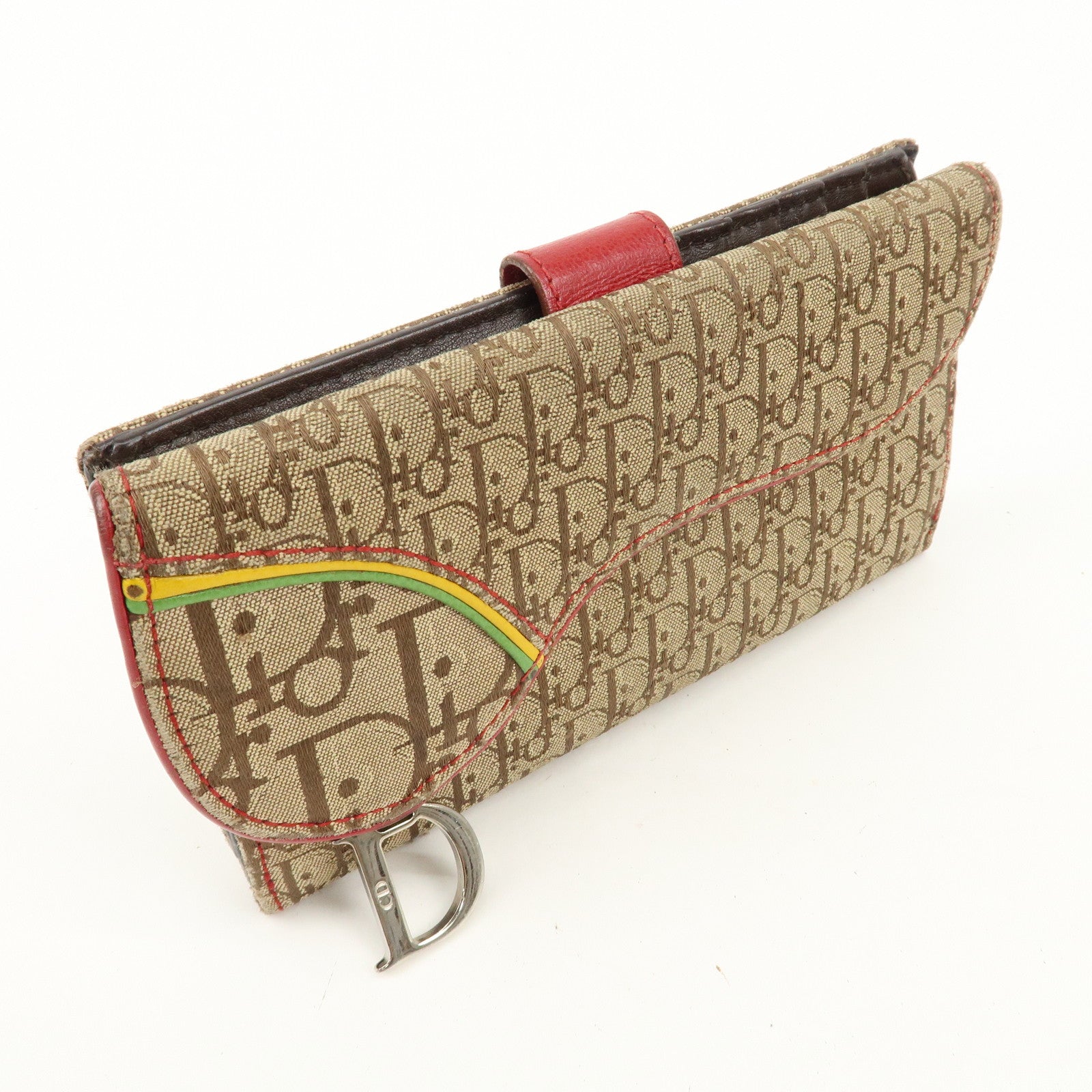 Christian Dior Rasta Trotter Canvas Leather Saddle Long Wallet