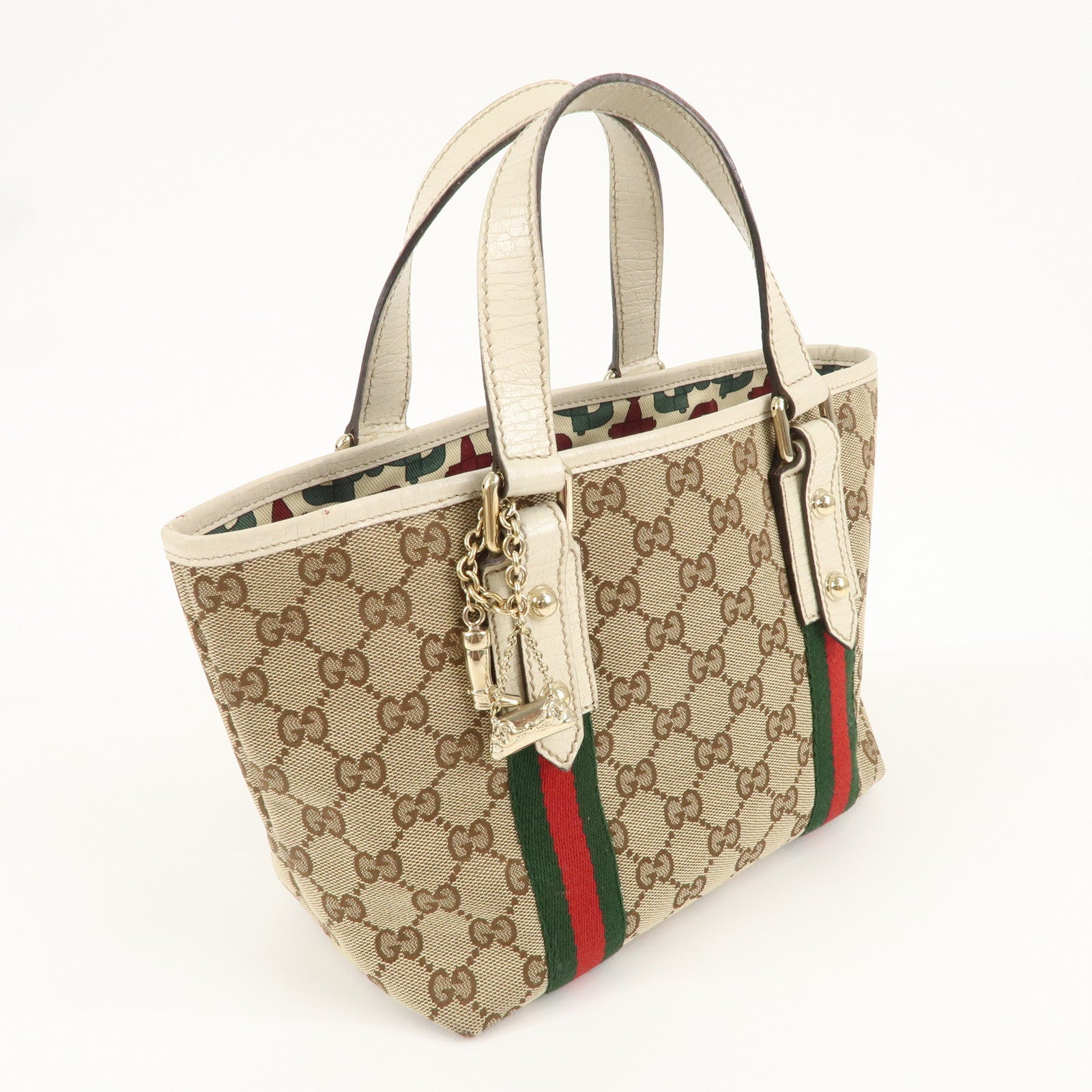 GUCCI GG Canvas Leather Hand Bag Mini Tote Beige Ivory 139261