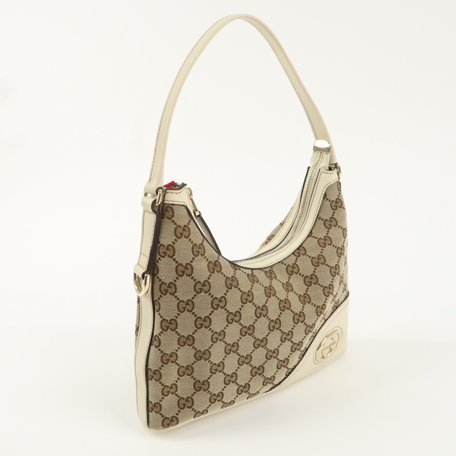 GUCCI Abbey Interlocking G GG Canvas Leather Shoulder Bag 182489