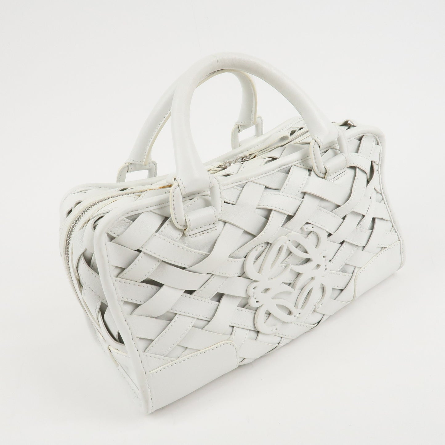 LOEWE Anaaglam Leather Hand Bag Amazone 28 White