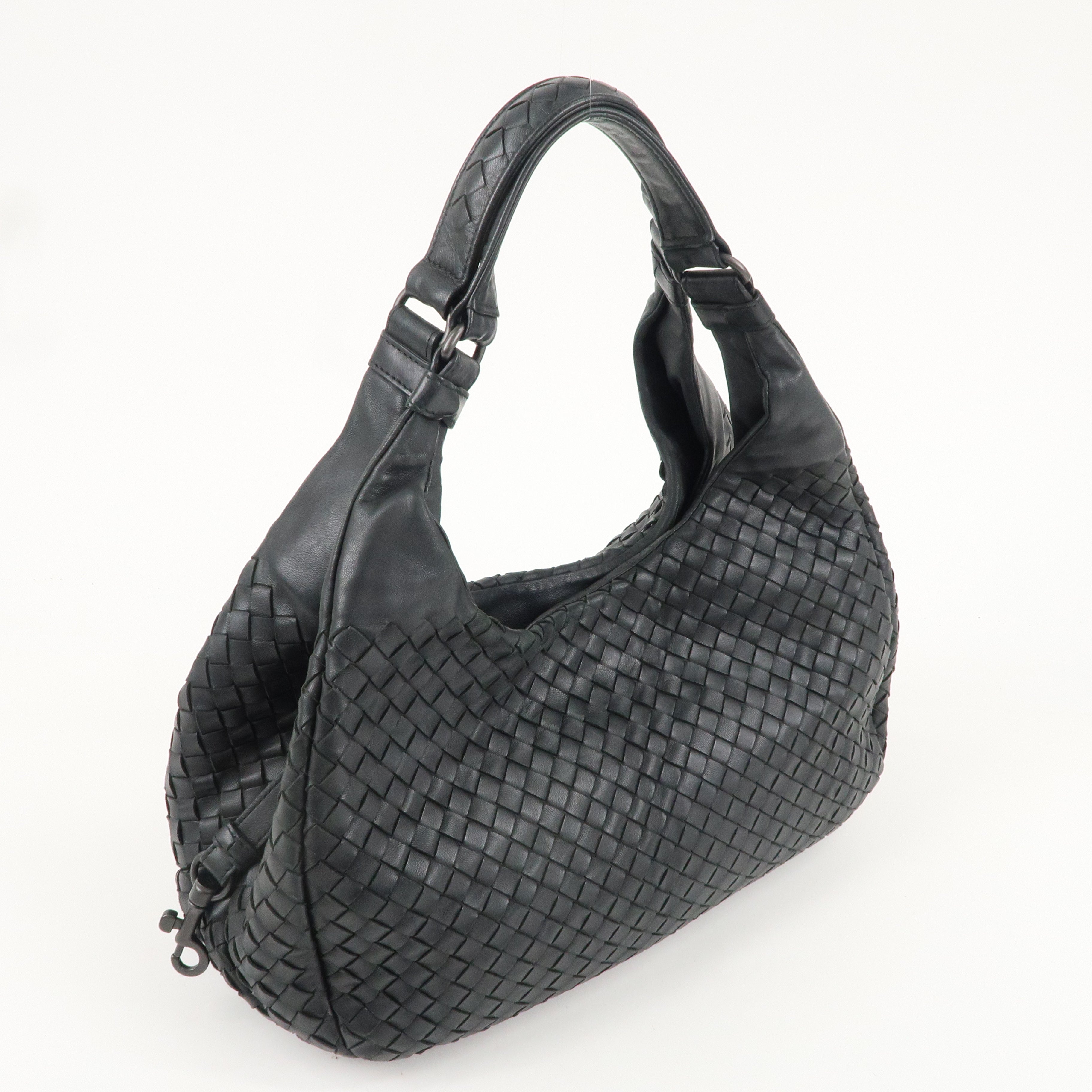 BOTTEGA VENETA Intrecciato Campana Shoulder Bag Black