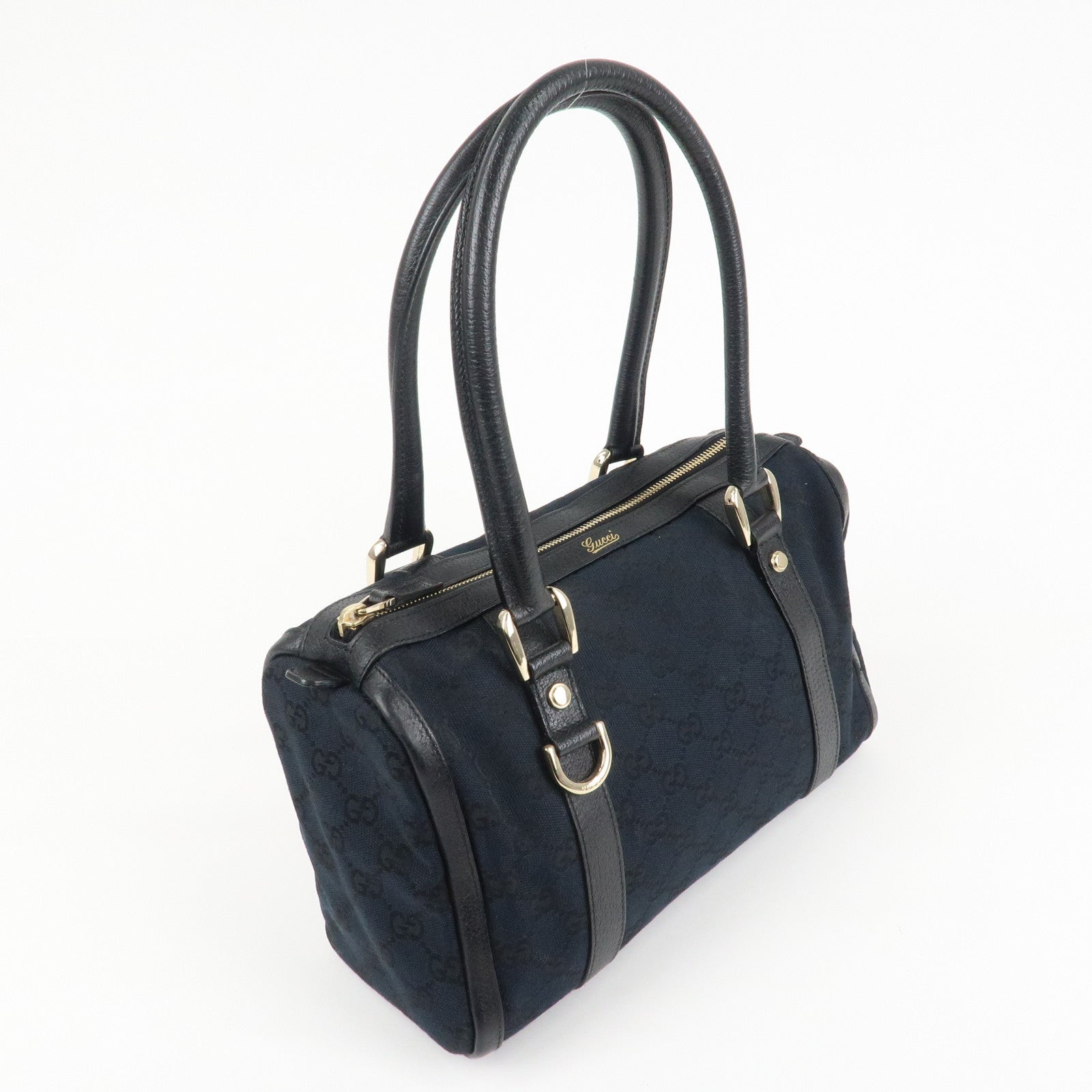 GUCCI Abbey GG Canvas Leather Mini Boston Bag Black 130942 Used