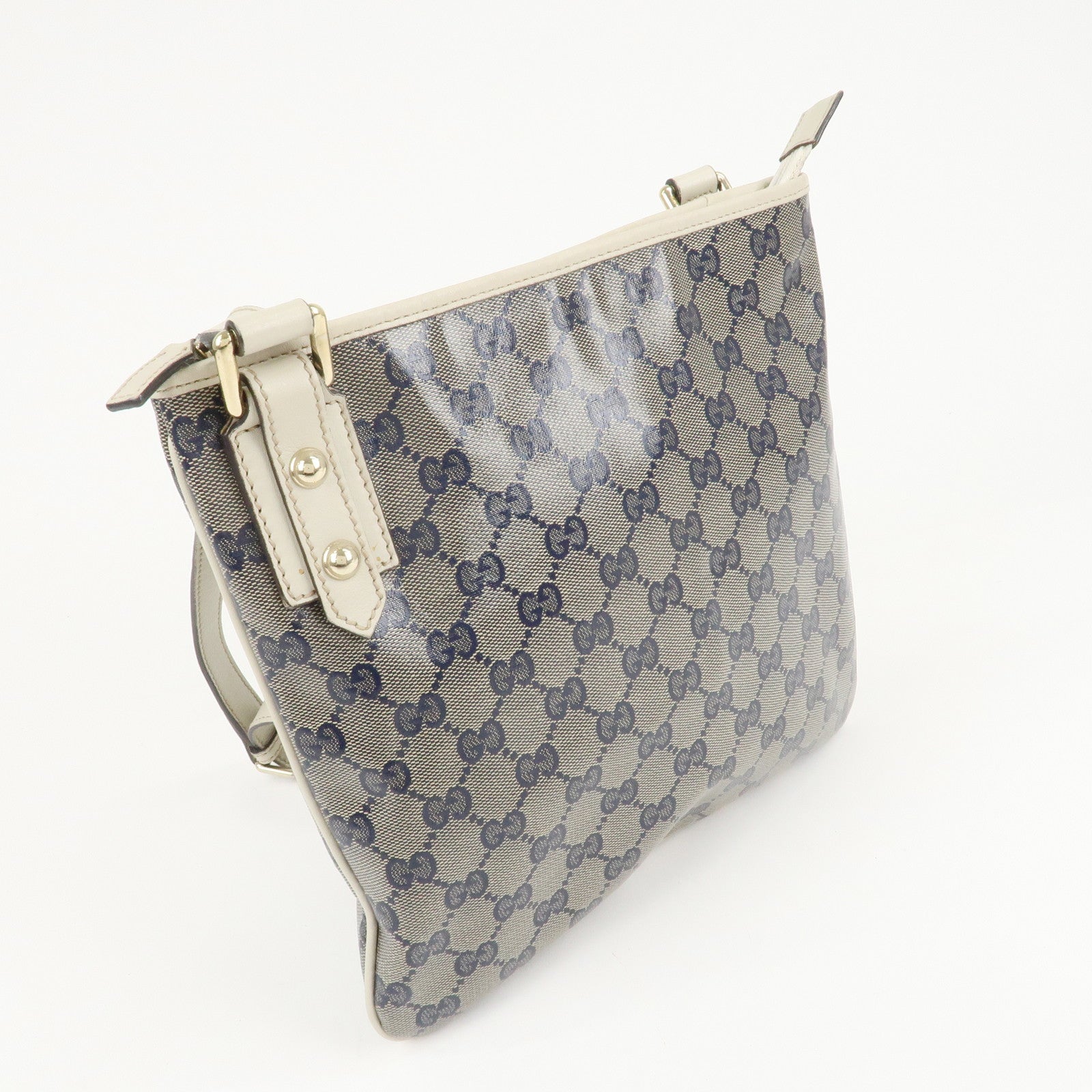 GUCCI Crystal GG Canvas Leather Shoulder Bag *Outlet 257246 Used