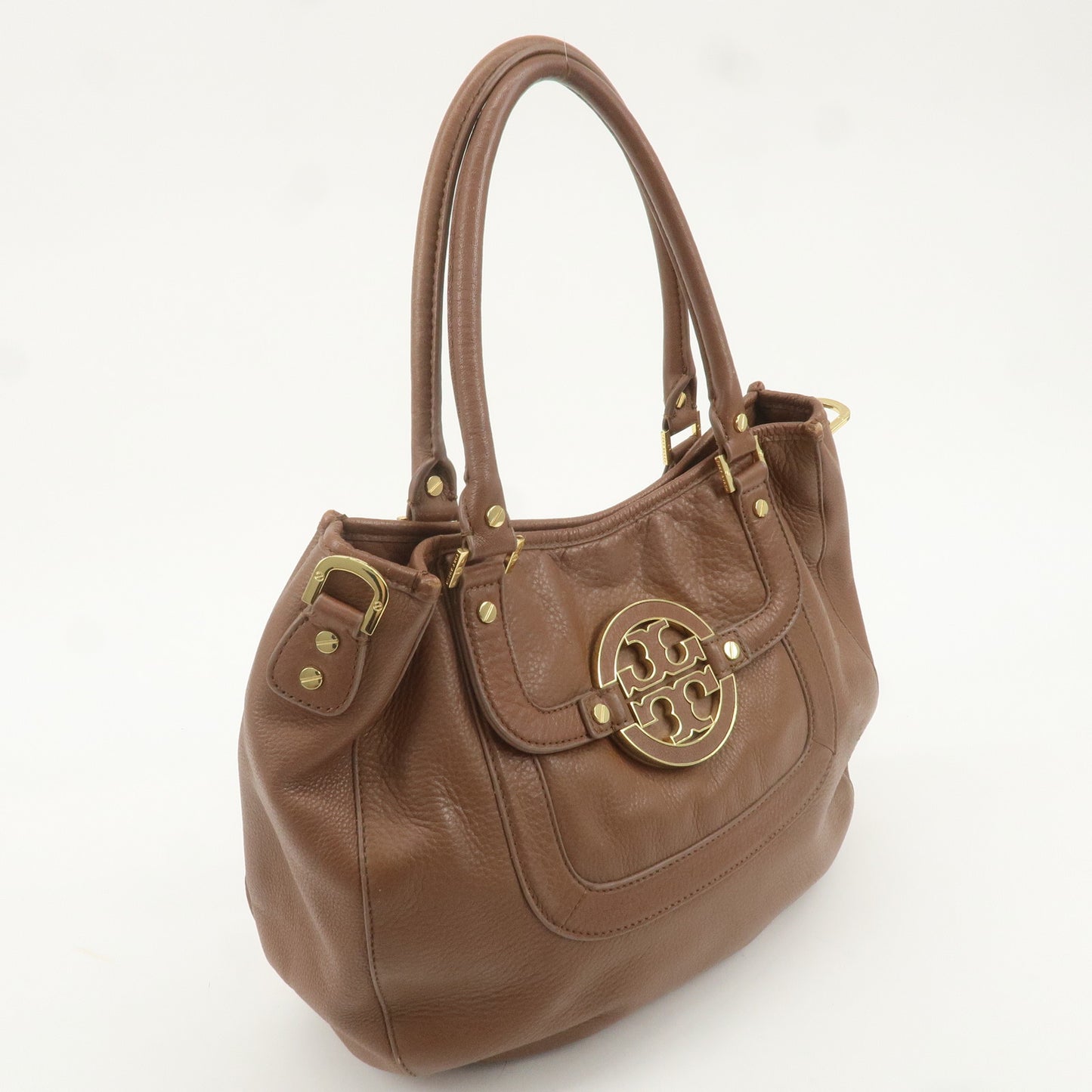 Tory Burch Leather Tote Bag Hand Bag Sholder Bag Brown