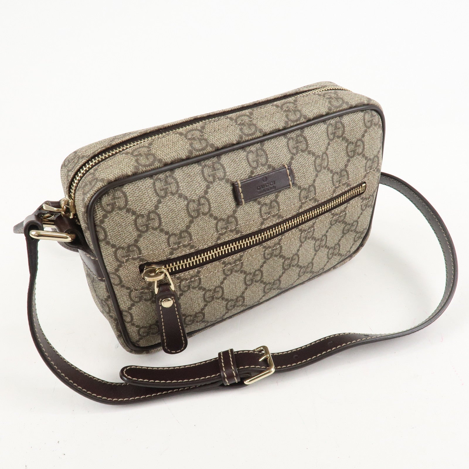 GUCCI GG Suprime Leather Shoulder Bag Beige Brown201447