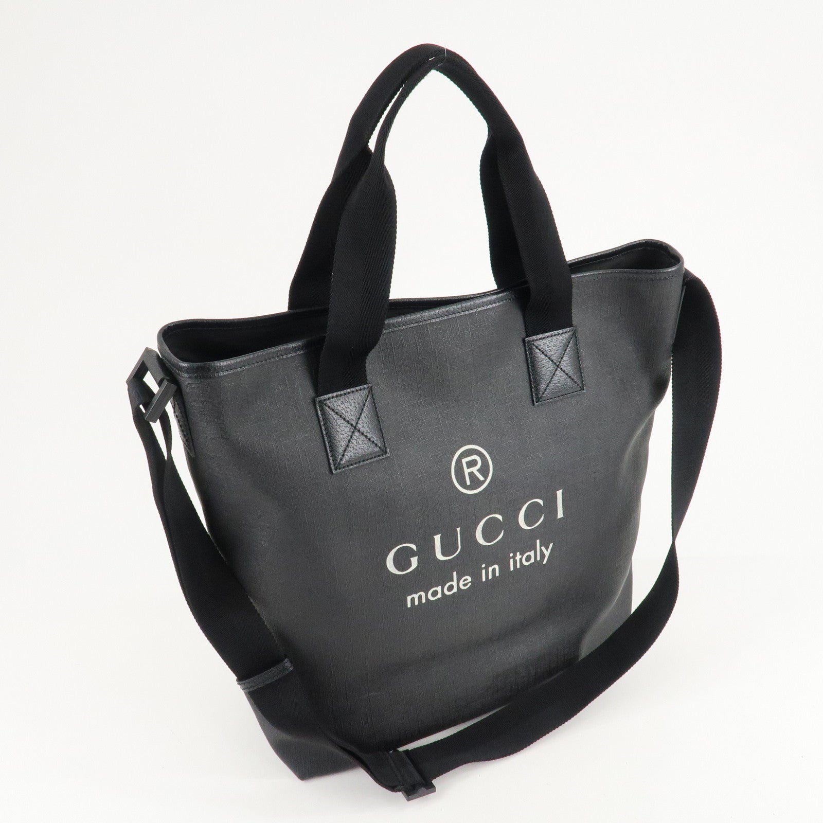 GUCCI PVC 2WAY Bag Tote Bag Shoulder Bag Black 231859