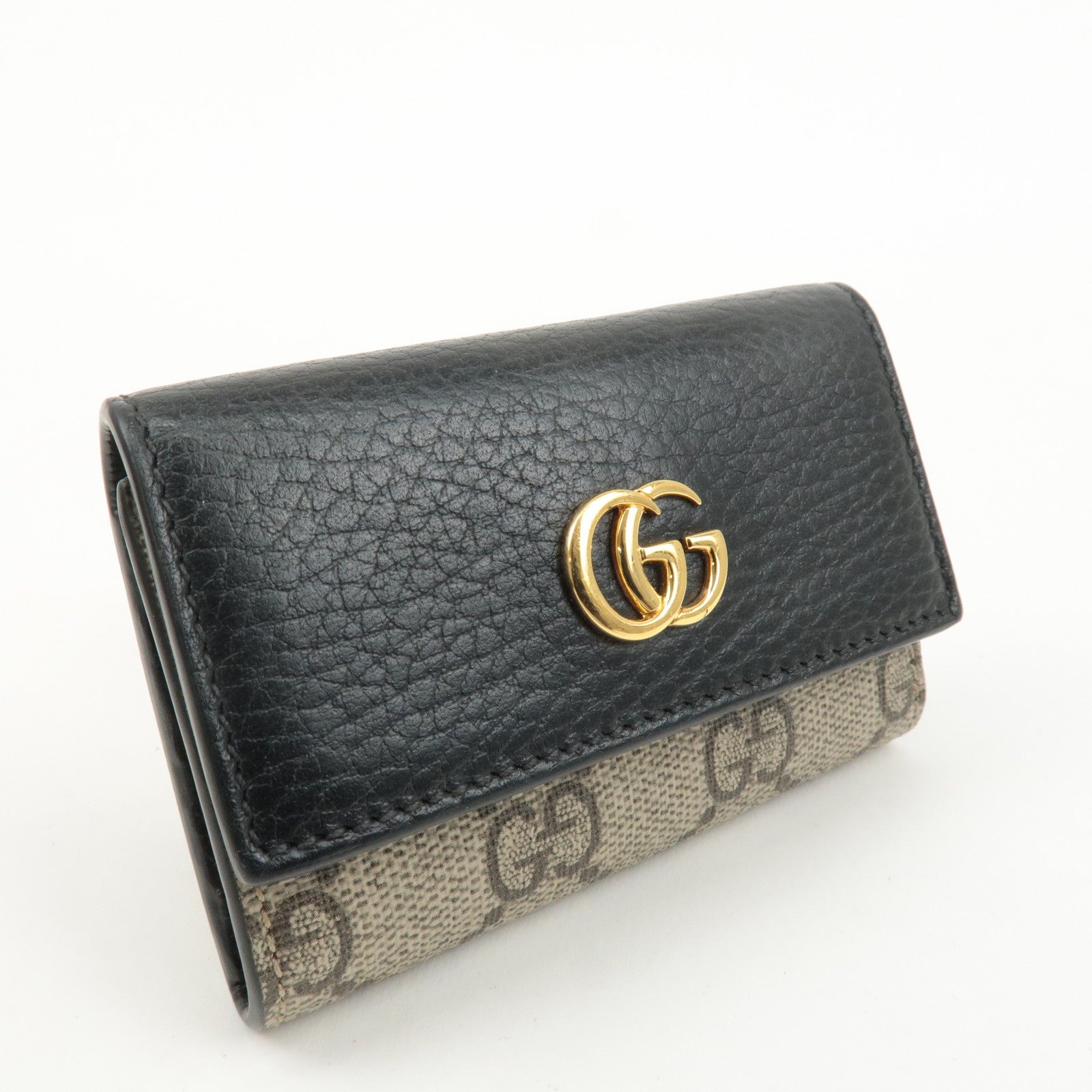 GUCCI GG Marmont Leather GG Supreme 6 Key Case Black 456118