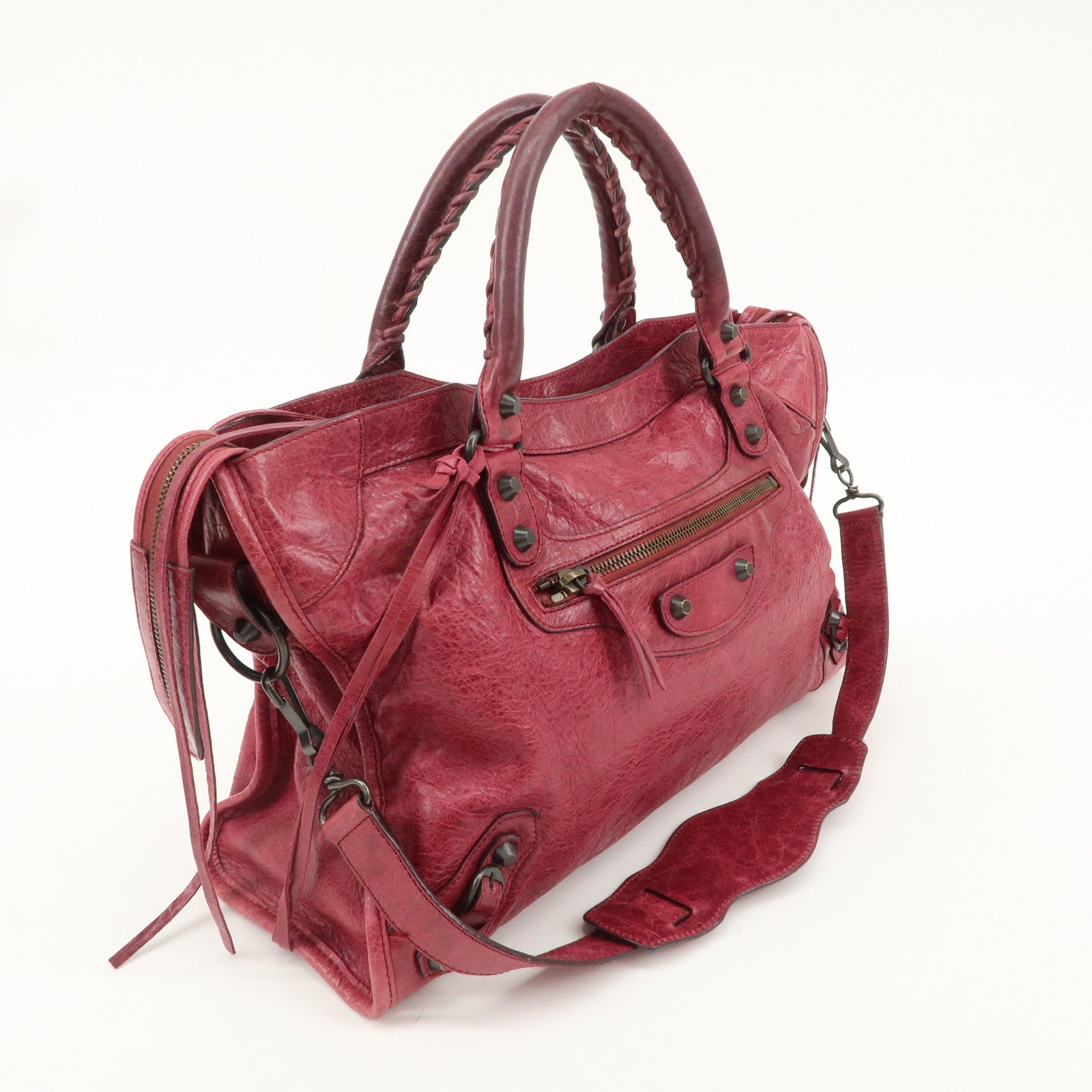 BALENCIAGA The City Leather 2Way Hand Bag Red 115748