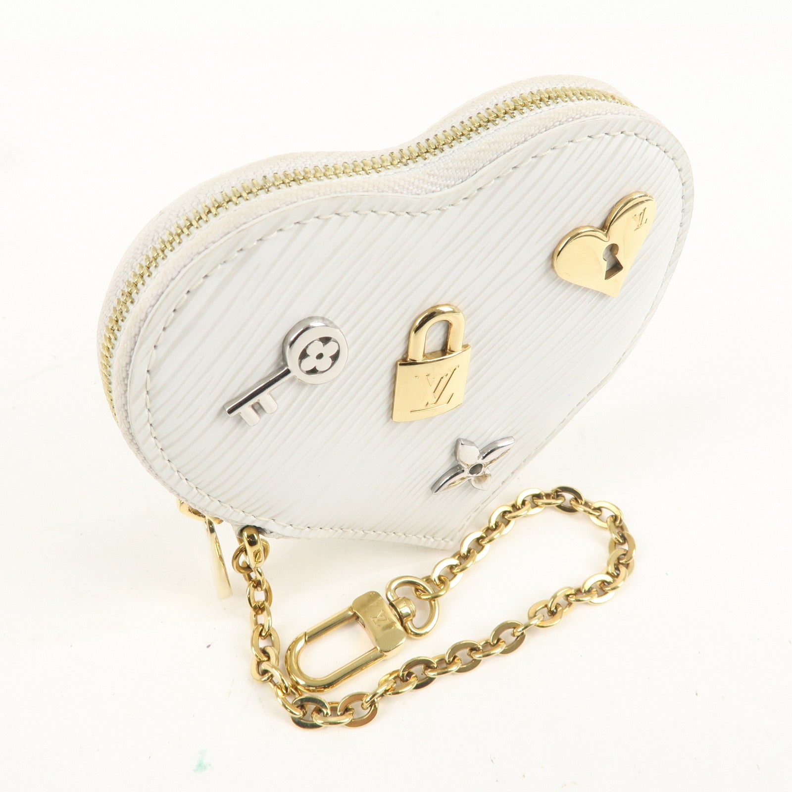 Louis Vuitton Epi Porte Monnaie Love Lock Coin Case Blanc M63996