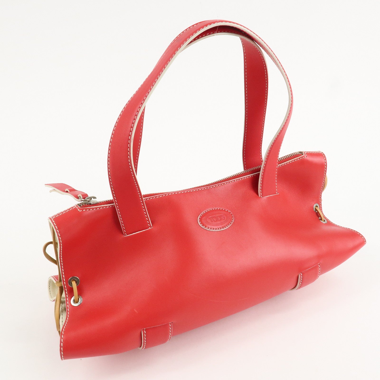 TOD'S Leather Hand Bag Shoulder Bag Red Used