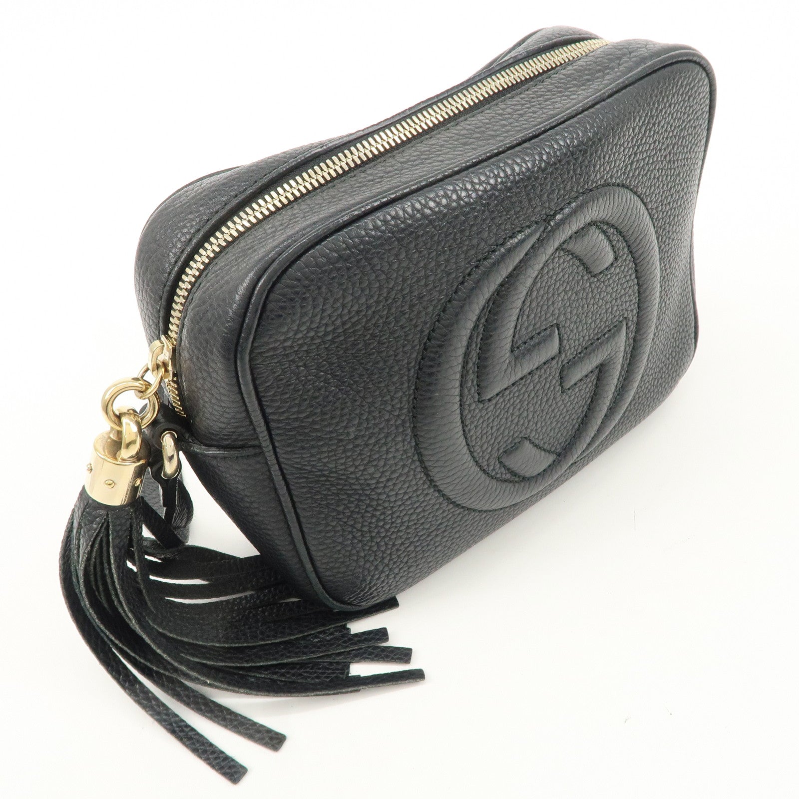 GUCCI SOHO Leather Small Disco Shoulder Bag Black 308364