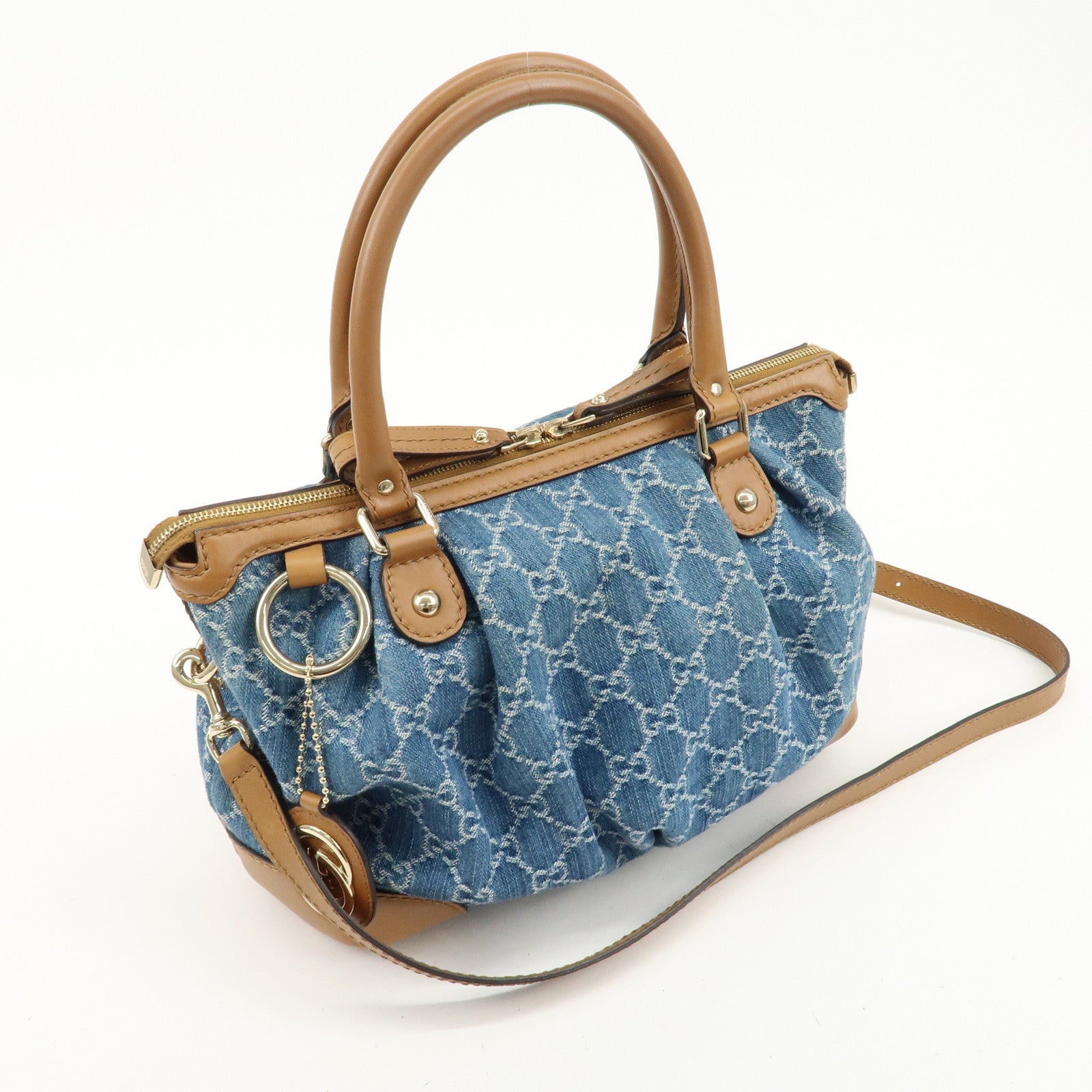 GUCCI Sukey GG Denim Leather 2Way Bag Hand Bag 247902