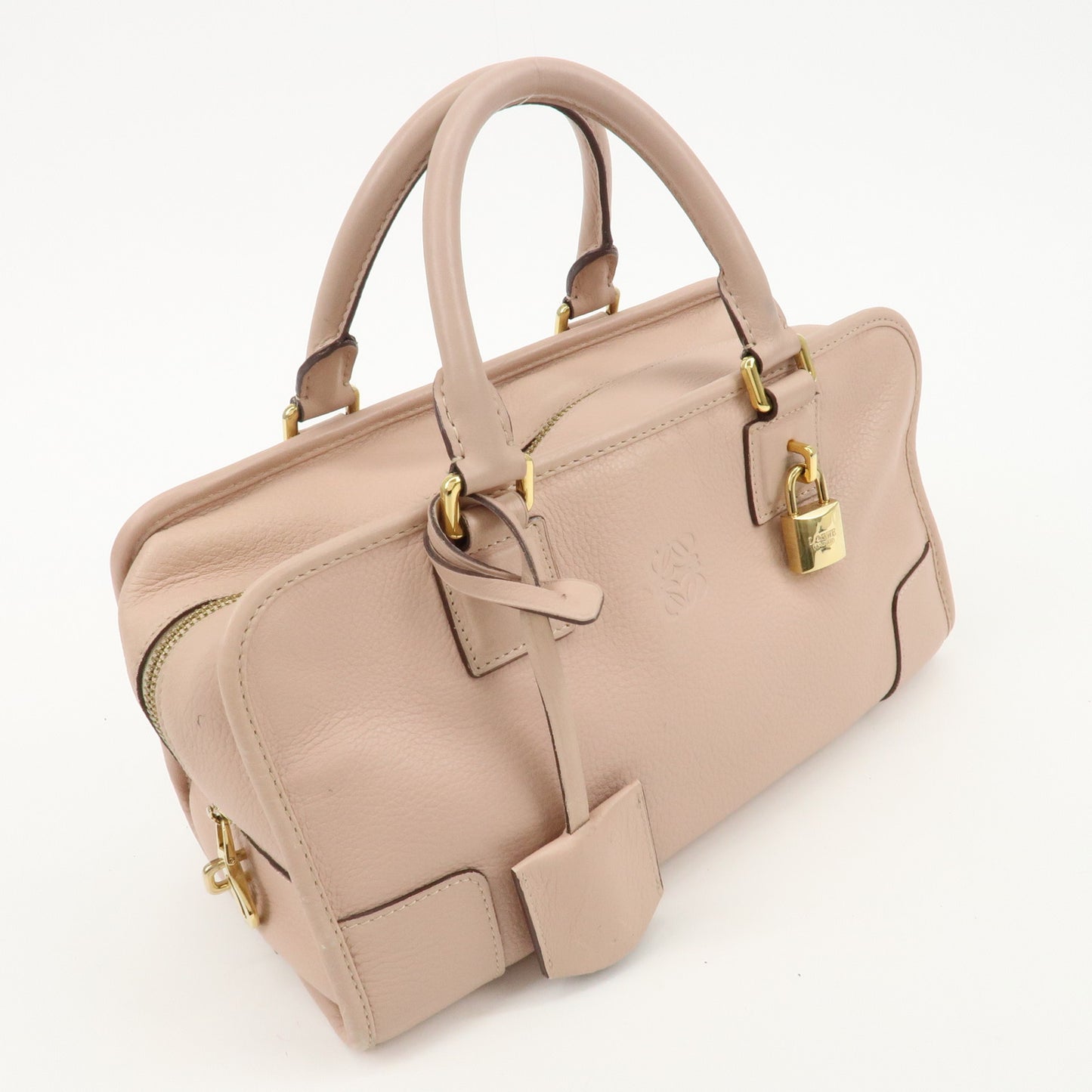 LOEWE Anaglam Leather Amazona 28 Hand Bag Shoulder Bag Pink Beige