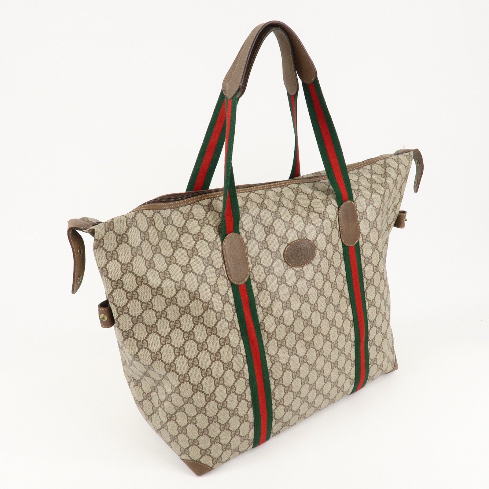 GUCCI Old GUCCI Sherry GG Plus Leather Tote Bag Beige 89.19.012