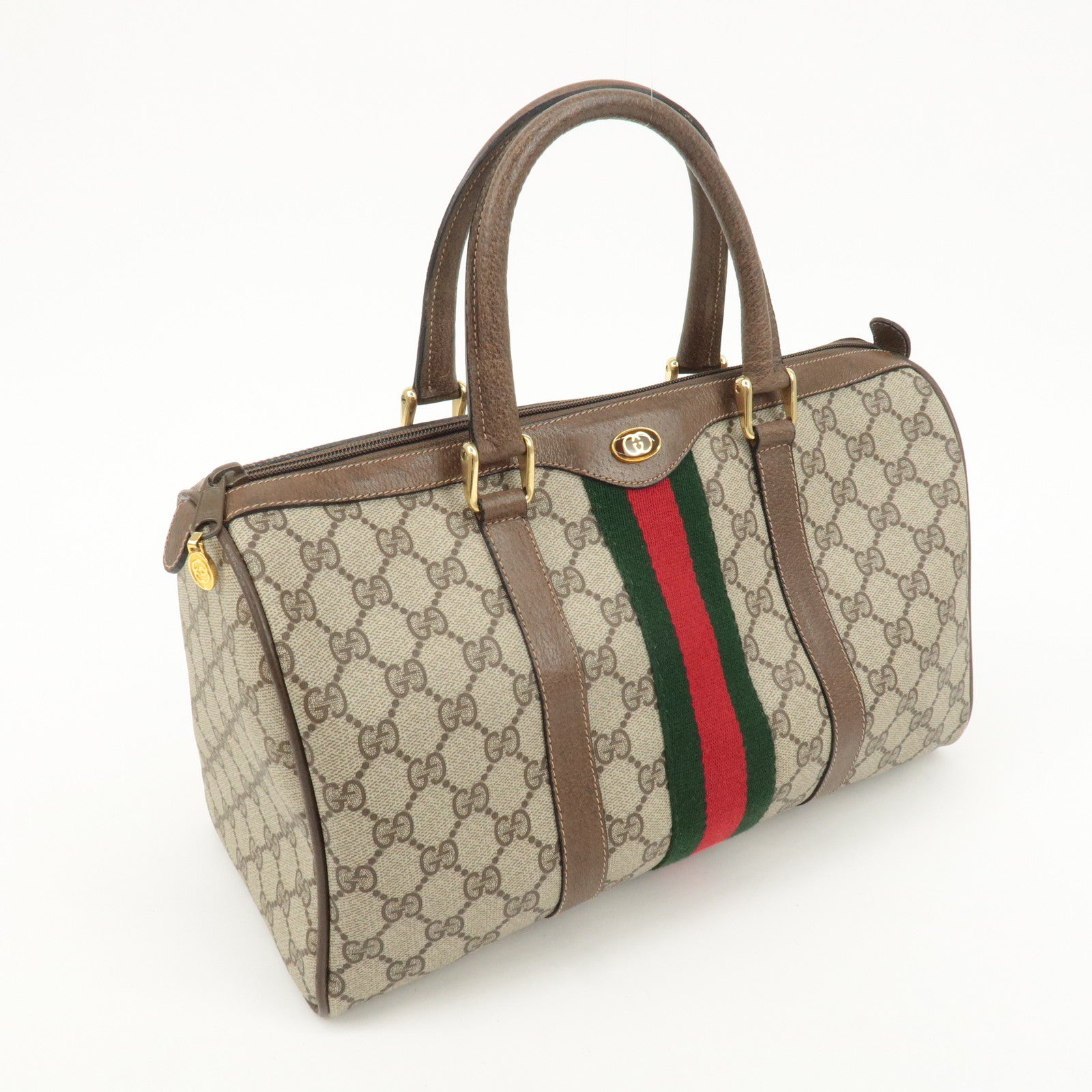 GUCCI Old Gucci Sherry GG Plus Leather Boston Bag 58.02.007