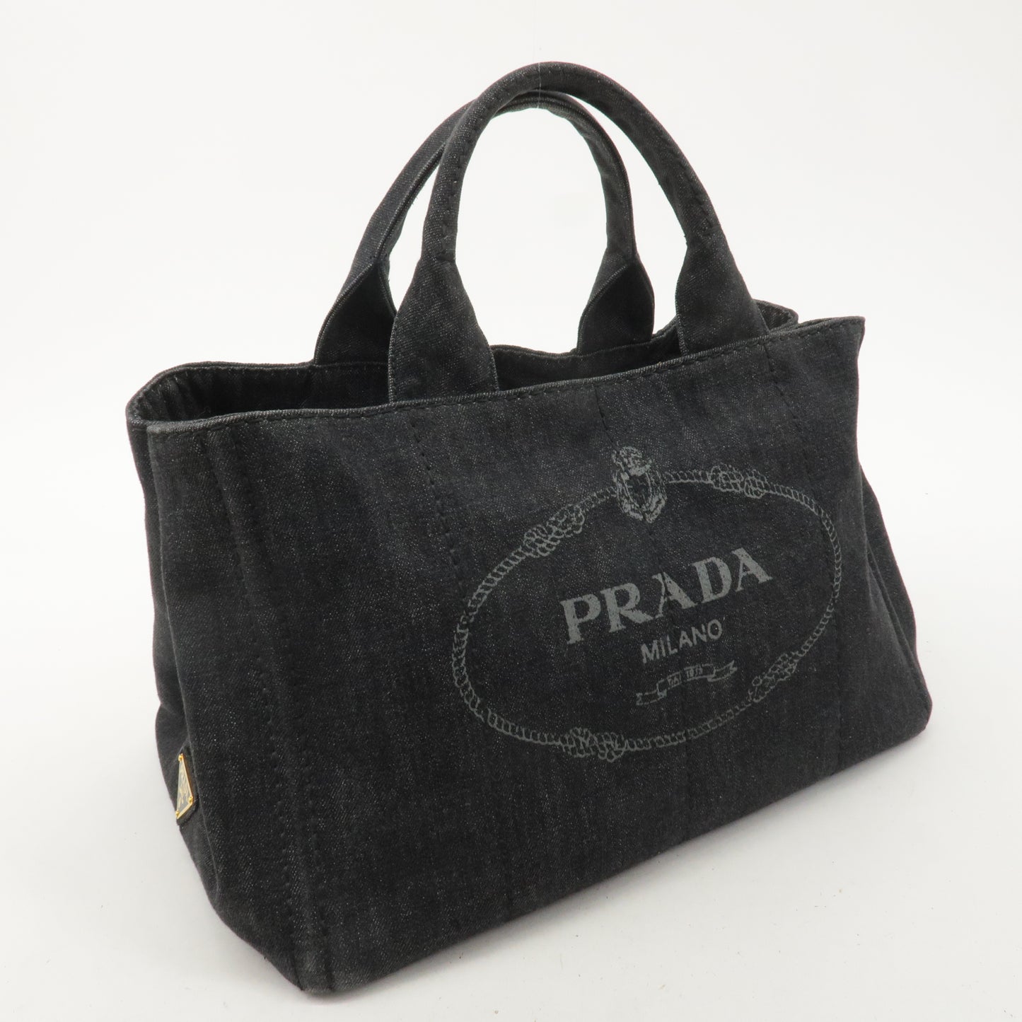 PRADA Logo Canapa Denim 2Way Bag Hand Shoulder Bag Black B2642B