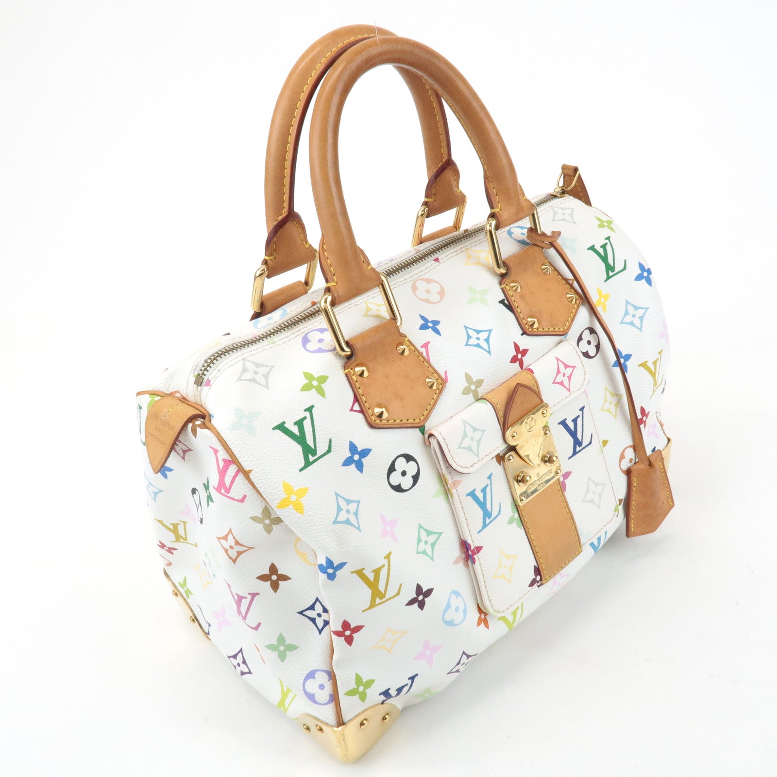 Louis Vuitton Monogram Multicolor Speedy 30 Hand Bag Blanc M92642 Used